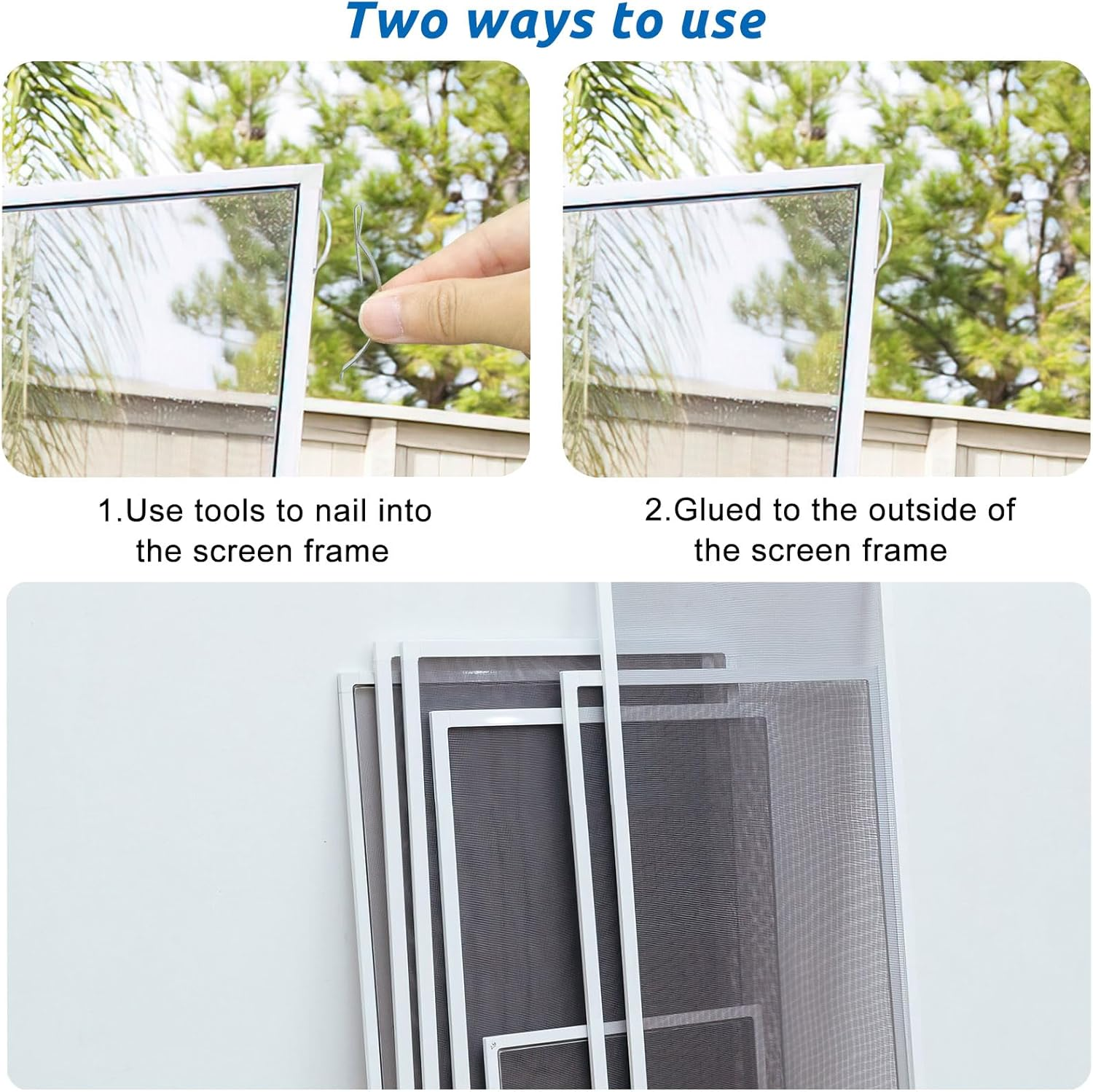 70 Pcs Window Screen Tension Spring Corner Clips, Corner Mount Flat Window Spring Stainless Steel Window Screen Clips, &frac14;&rdquo; Wide 2-3/4&rdquo; Long, Prevent Screen Windows Shaking (Silver) image number 5