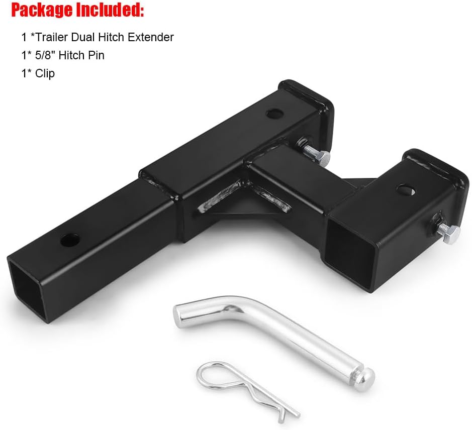 Dual Hitch Extension Fits for 2 Inch Receiver Extender to 10 Inch Length,Gtw 400LBS/6000LBS image number 3