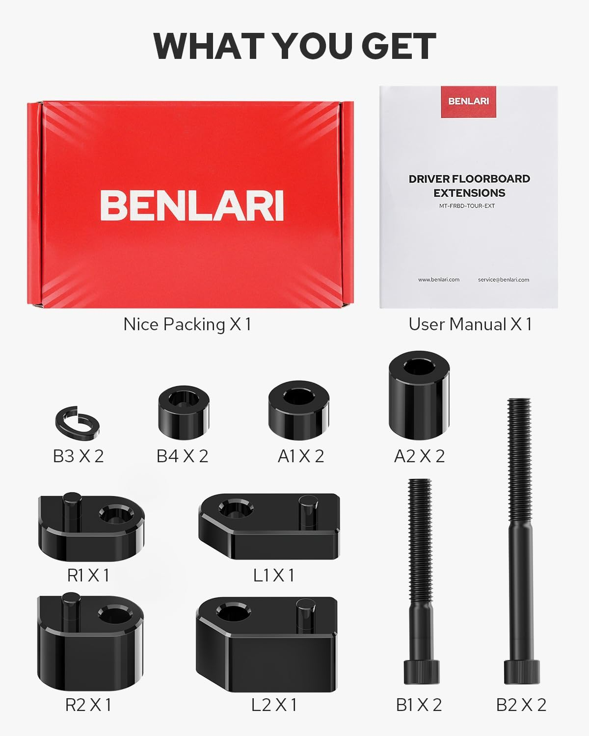 Benlari 1Inch &1.5Inch Driver Floorboard Extensions, Floorboard Spacer Extenders Kit Fit for Harley Touring Street Glide Road Glide Electra Glide Road King 2009-2024 FL Trikes 2009-2013, Black image number 6