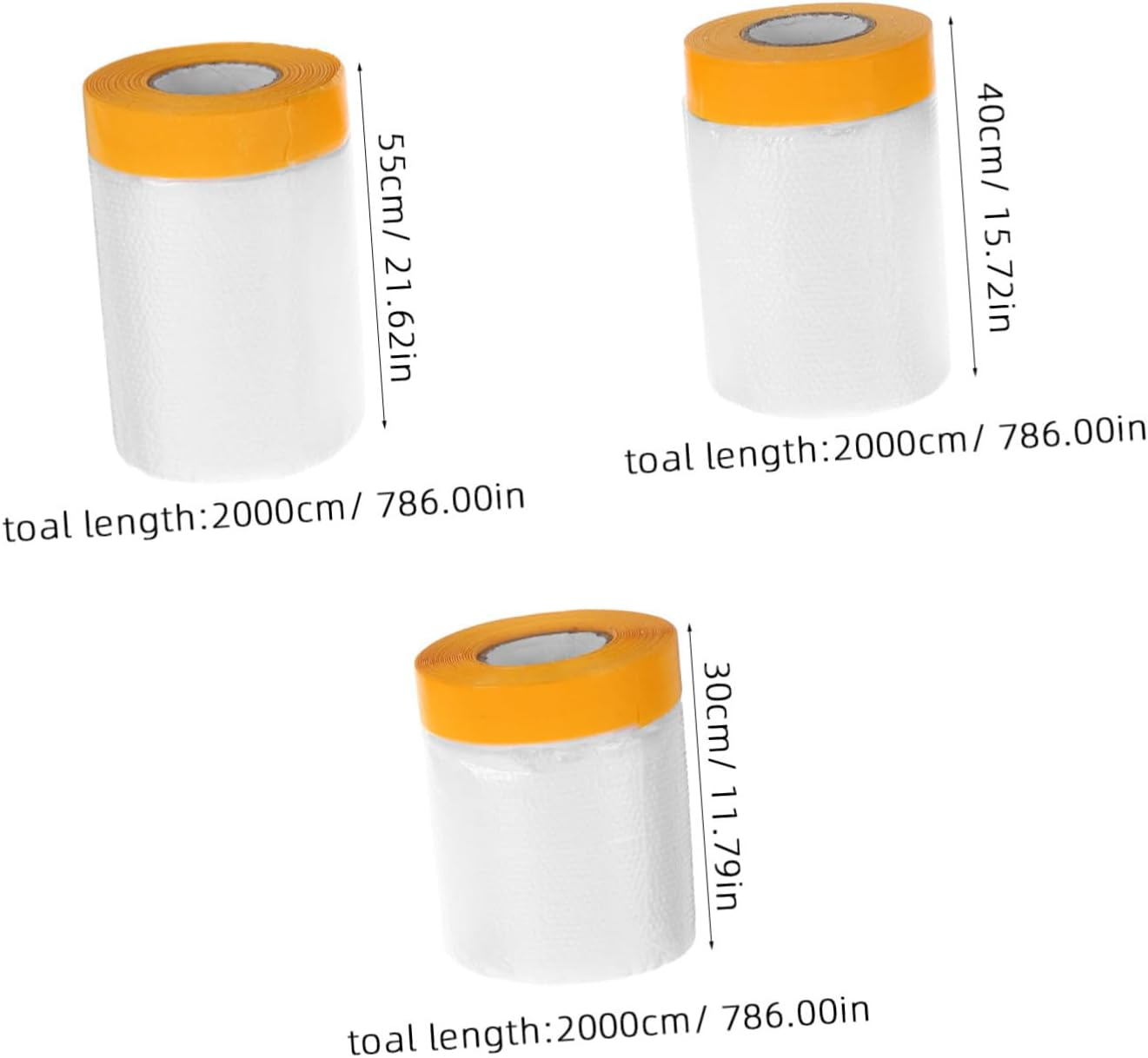 Outanaya Pre-Taped Masking Film Plastic Covering Furniture Protective Film Auto Body Paint Protection Tape 30Cm 40Cm 55Cm Rolls for Painting and Renovation 3Pcs image number 6