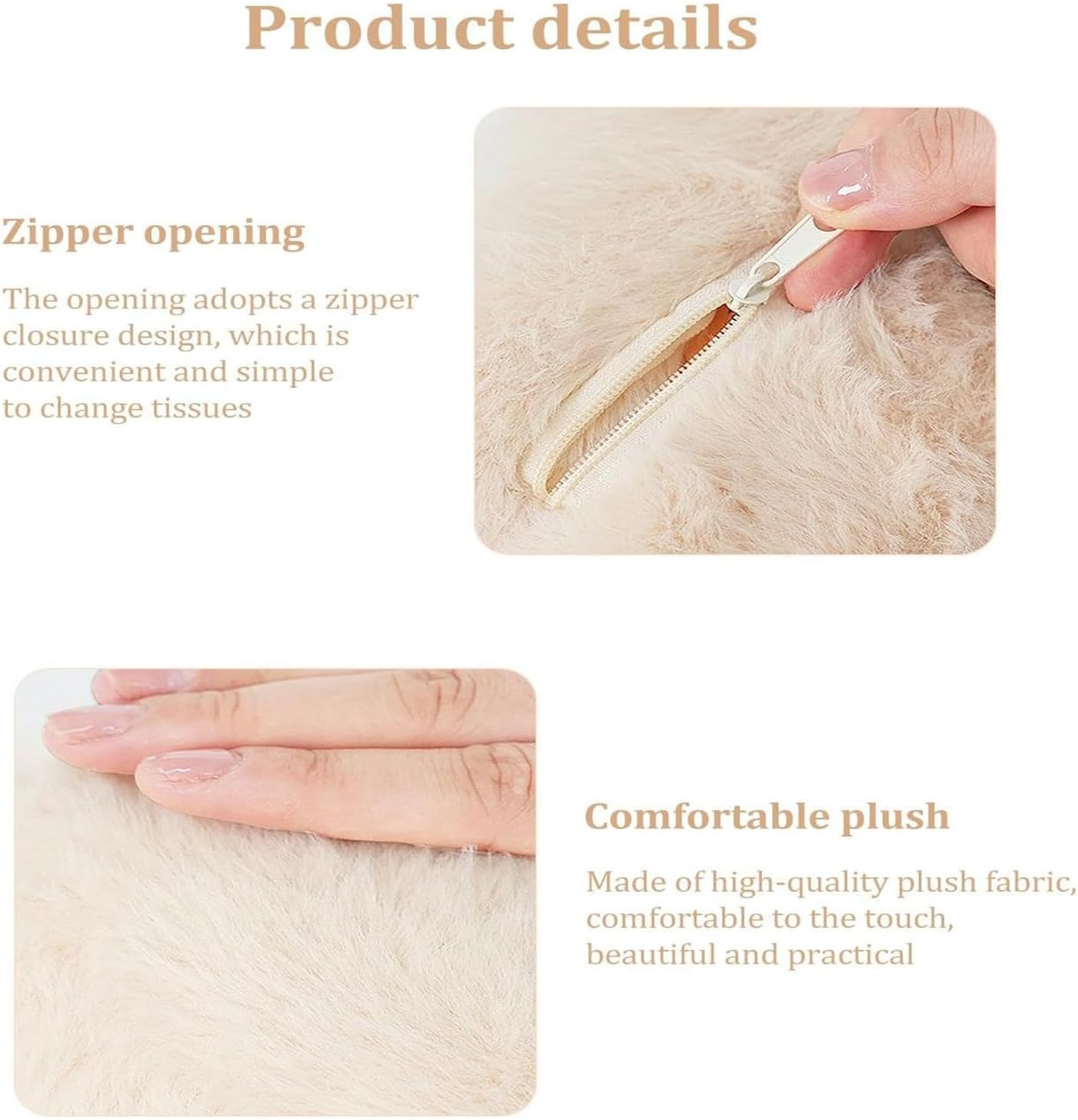 Yharnamite Plush Car Tissue Holder, Capybara Plush Car Tissue Paper Holder, Portable Cartoon Plush Paper Tissue Box Holder for Car, SUV, Truck (Beige) image number 1