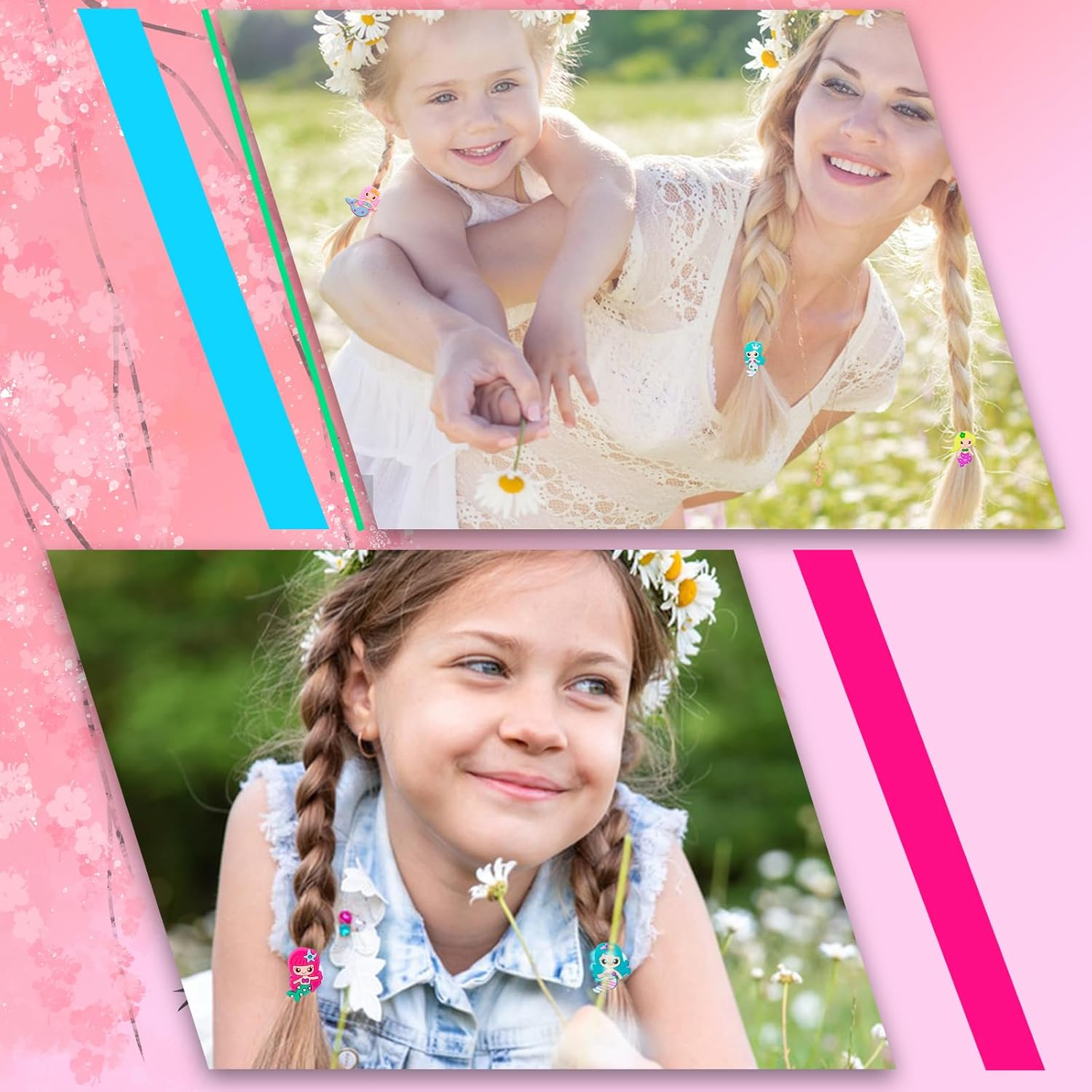 Pack of 36 Mermaid Hair Bobbles Girls Cartoon Elastic Hair Bands Girls Accessory - Football. image number 6