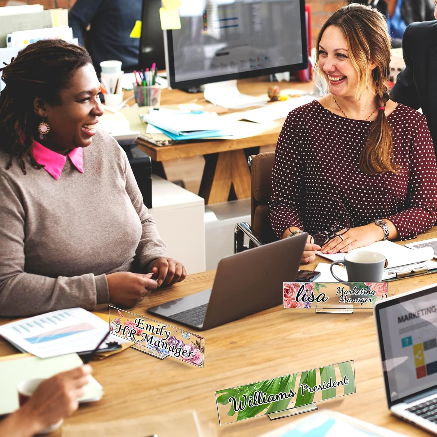 Yookeer 12 Pack Acrylic Name Plate Personalized Desk Name Plaque Sign Clear Panel Rectangle Acrylic Sheet Blank for Office Desk Decor(2 X 10 Inch) image number 6