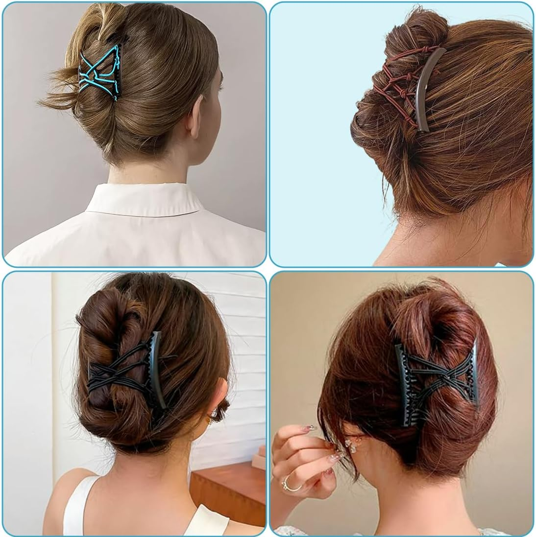 ZEPIQOR 4 Pieces Hair Comb, Hair Comb Clips, Magic Hair Comb Elastic Double Magic Comb for Hair Comb Double Comb Clip for Women image number 1