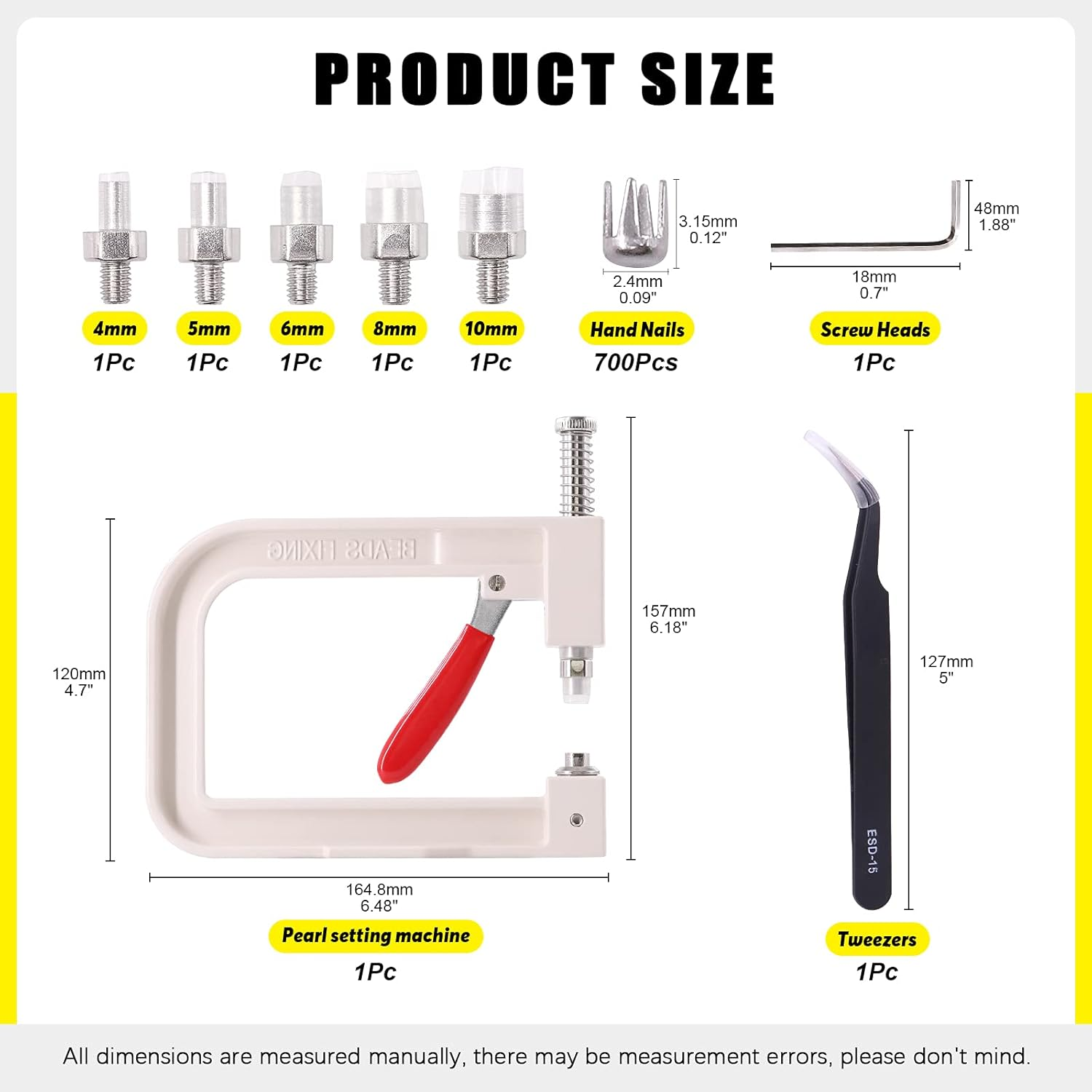 Mardatt 1335 Pcs Pearl Setting Machine and Colorful Pearls Kit, Hand Press Pearl Rivet Buttons Setter with 5 Sizes Molds DIY Handmade Pearl Accessories for Hats Shoes Clothes Bags Charm image number 3