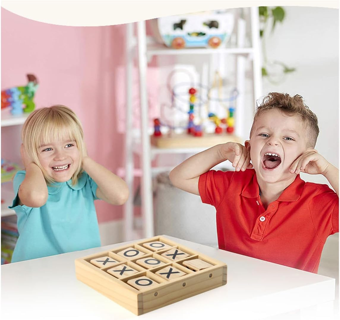 Wooden Tic Tac Toe Game Board for Kids & Adults - 14.5X14.5Cm Classic Strategy Game - Family Travel Toys, Home Decor, Educational Montessori Gift (Mini XO Chess Style) image number 6