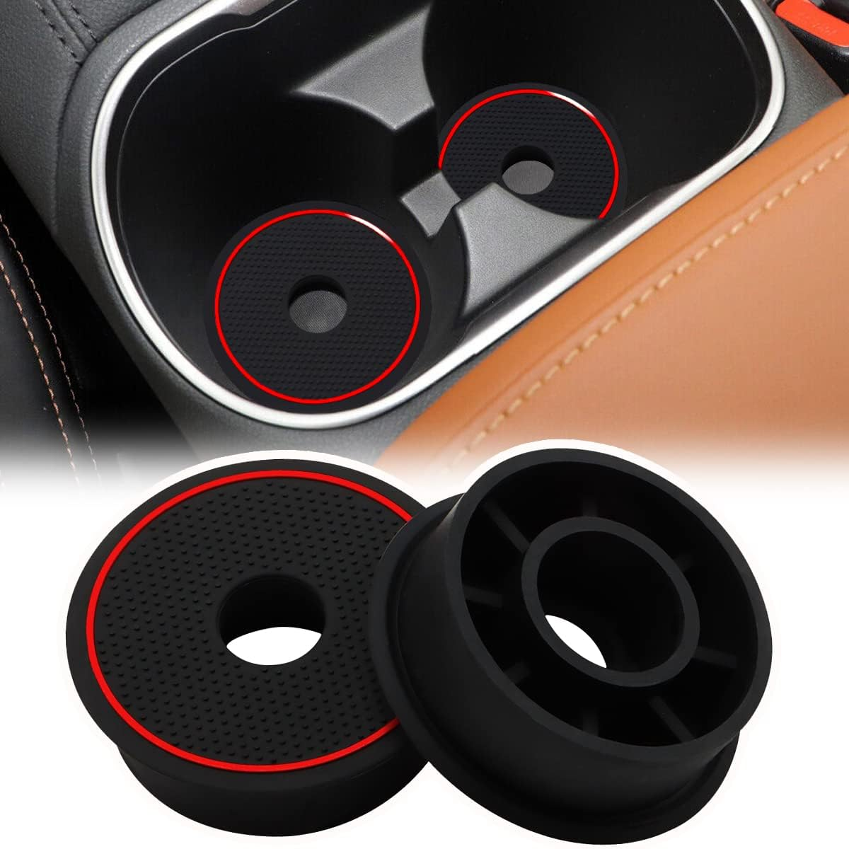 Auovo Cup Holder Spacer Replacement Compatible with Subaru Outback Legacy Accessories 2020-2024 Fit 2024 Crosstrek Silicone Cup Riser Cup Holder Lift Insert Spacers 92076AN00A (2Pcs, White Trim)