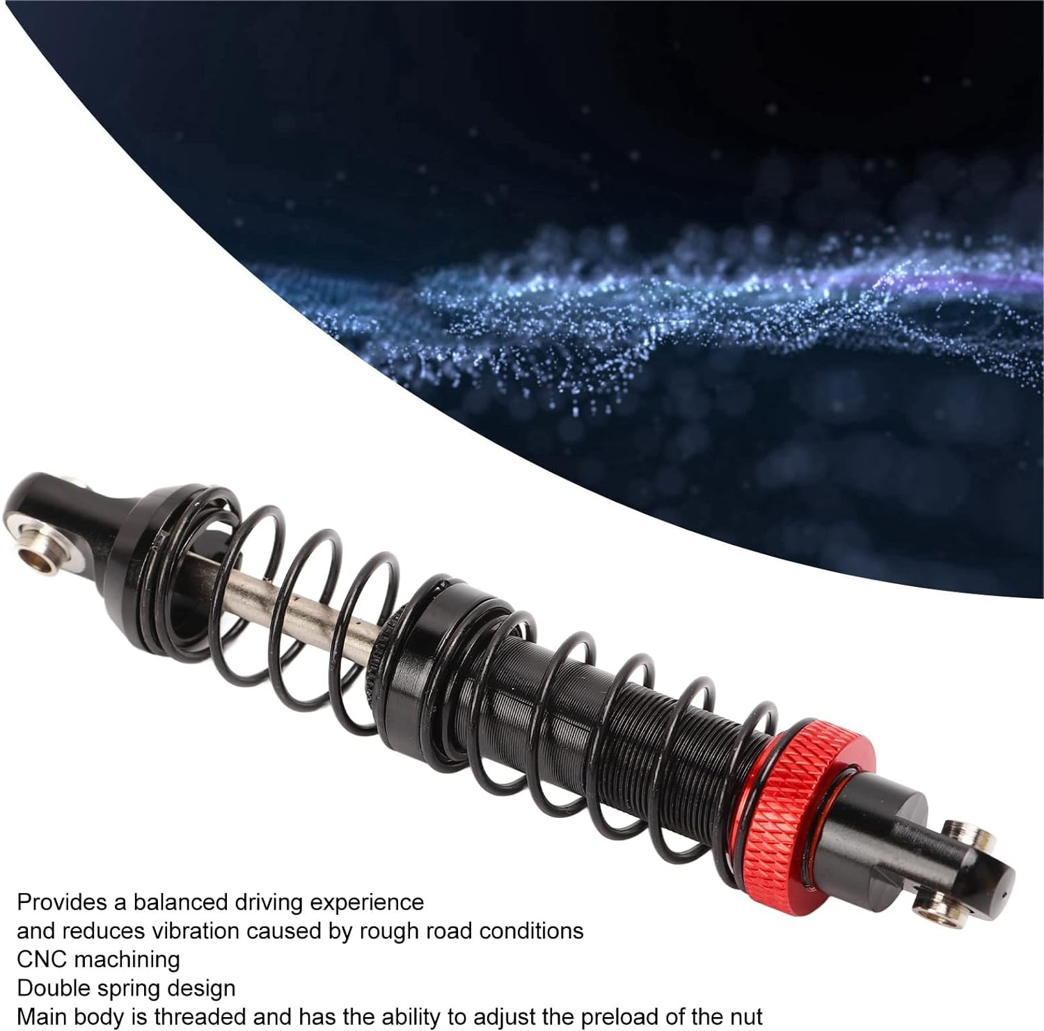 4Pcs RC Shock Absorbers, Aluminum Alloy Adjustable Dual-Spring Oil Damper Set for 1/10 Scale RC Crawler Car, Compatible with SCX10, Cc01(70Mm)