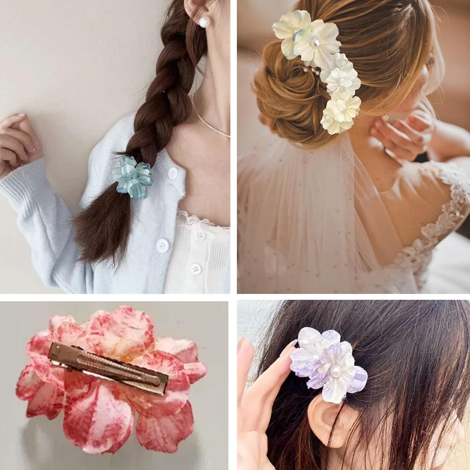 BSITSSS 10 Pieces Flower Hair Clips, Colorful Peony Pearls Hairpin, Artificial Flower Hair Pins for Women Girls Summer Hawaiian Beach Wedding Hairs Accessories image number 5