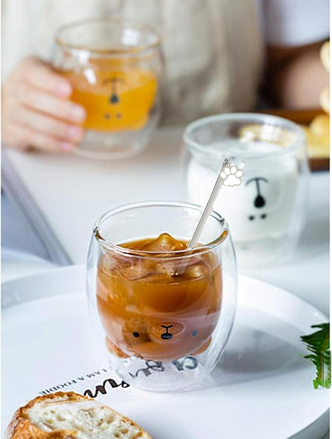 Cute Mugs Glasses Double Wall Insulated Glasses Espresso Cup, Coffee Cup, Tea Cup, Milk Cup, Best for Office and Personal Birthday (Bear) - Bear With Handle image number 6