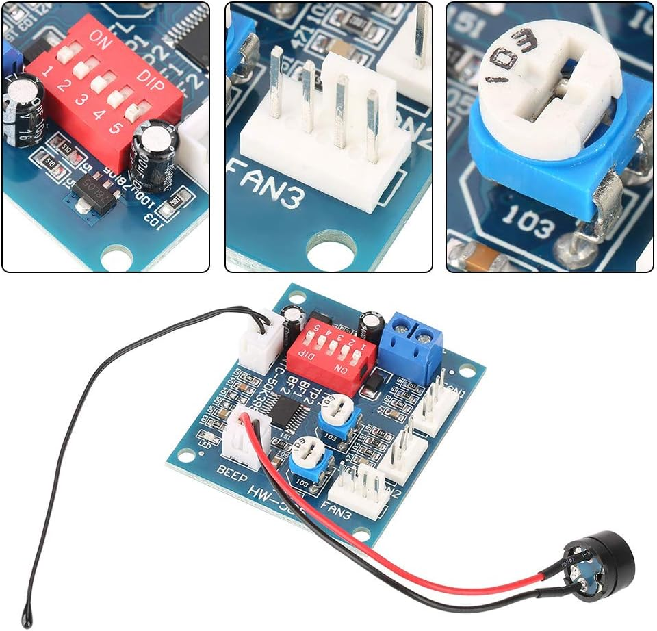 PWM Fan Speed Controller 4 Wire DC12V PC Fan Governor with Temp Probe & Alarm for CPU Chassis Fans image number 1