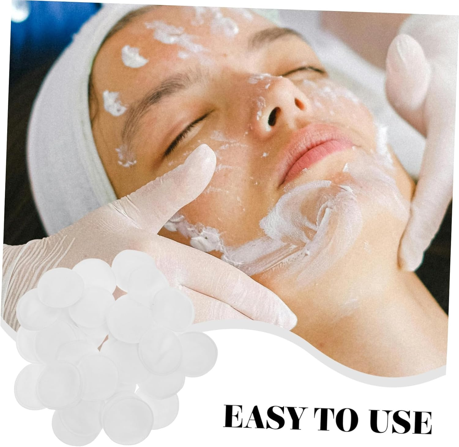 100Pcs Cotton Pads Exfoliating Facial Cleansing Pads for Makeup Remover White Stitched Cotton Rounds for Face Lip and Eye Cleaning image number 6