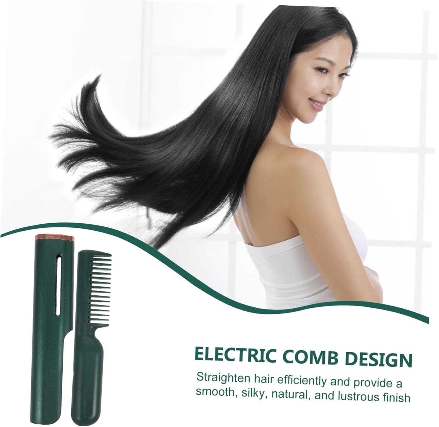 WOONEKY Electric Heating Comb Portable Hair Straightener Cordless Heat Brush Styling Tool image number 3