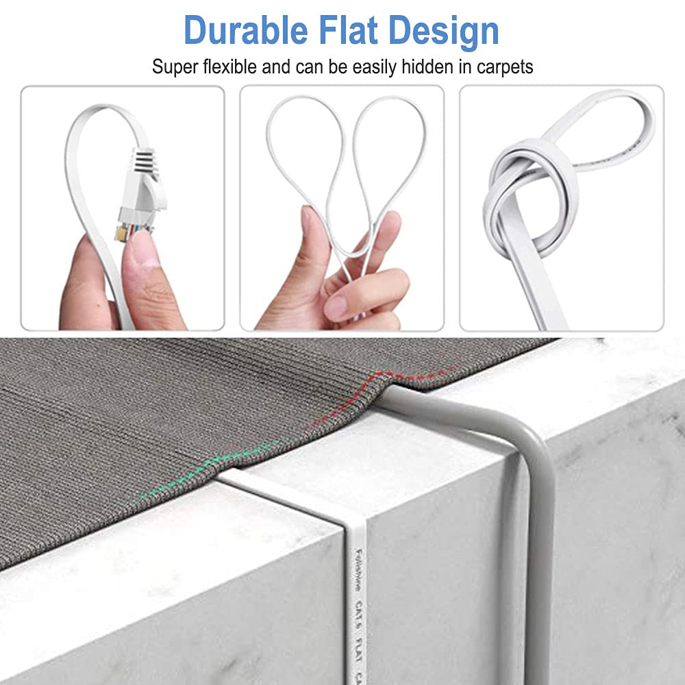 CAT6 Ethernet Cable, Cat6 Ethernet Cable High Speed with Network Patch Cords, LAN Cable with Rj45 Connector for Router Modem Faster than Cat 5E/Cat 5(Black, 15M)