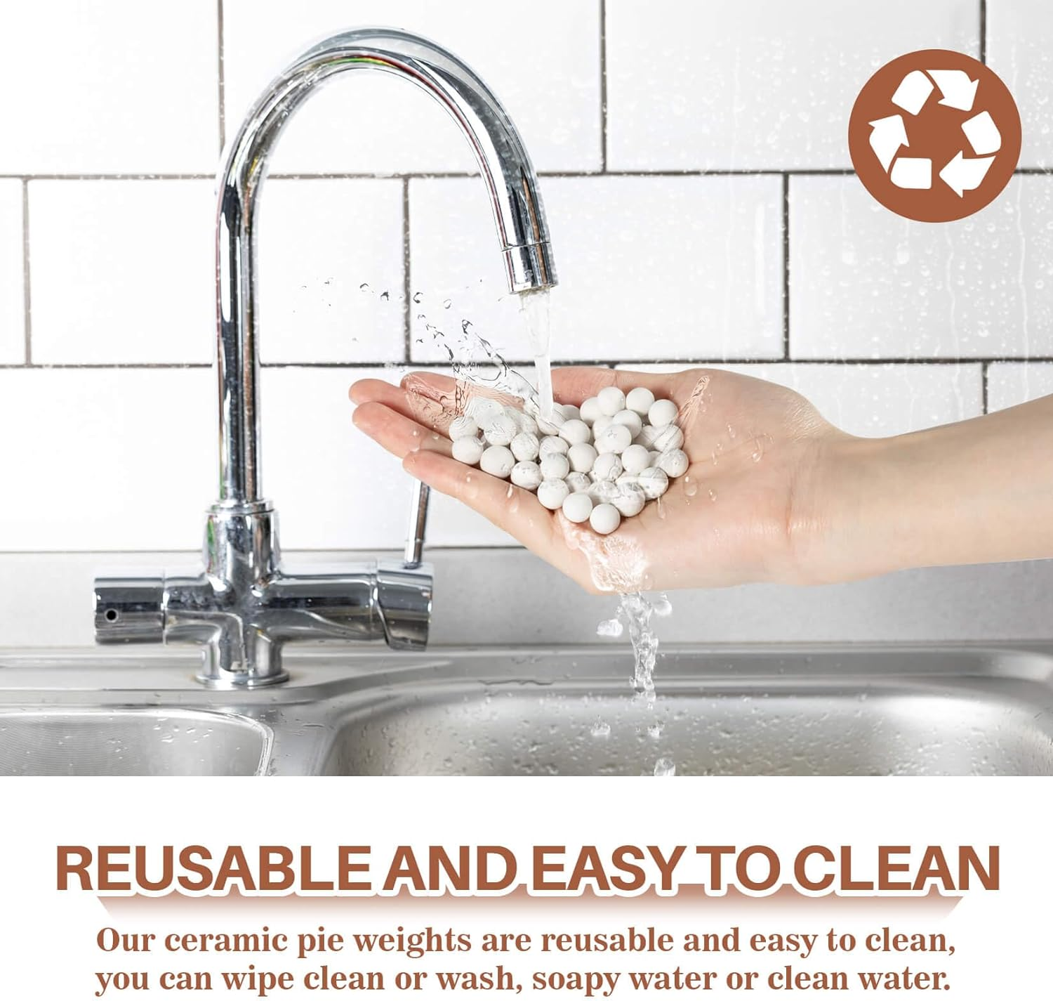 Sukh 1LB Pie Weights for Baking - Pie Crust Weights Ceramic Baking Beans for Reusable Natural Ceramic Stoneware Homemade Kitchen Must Have round Household Steam Oven Stone image number 4