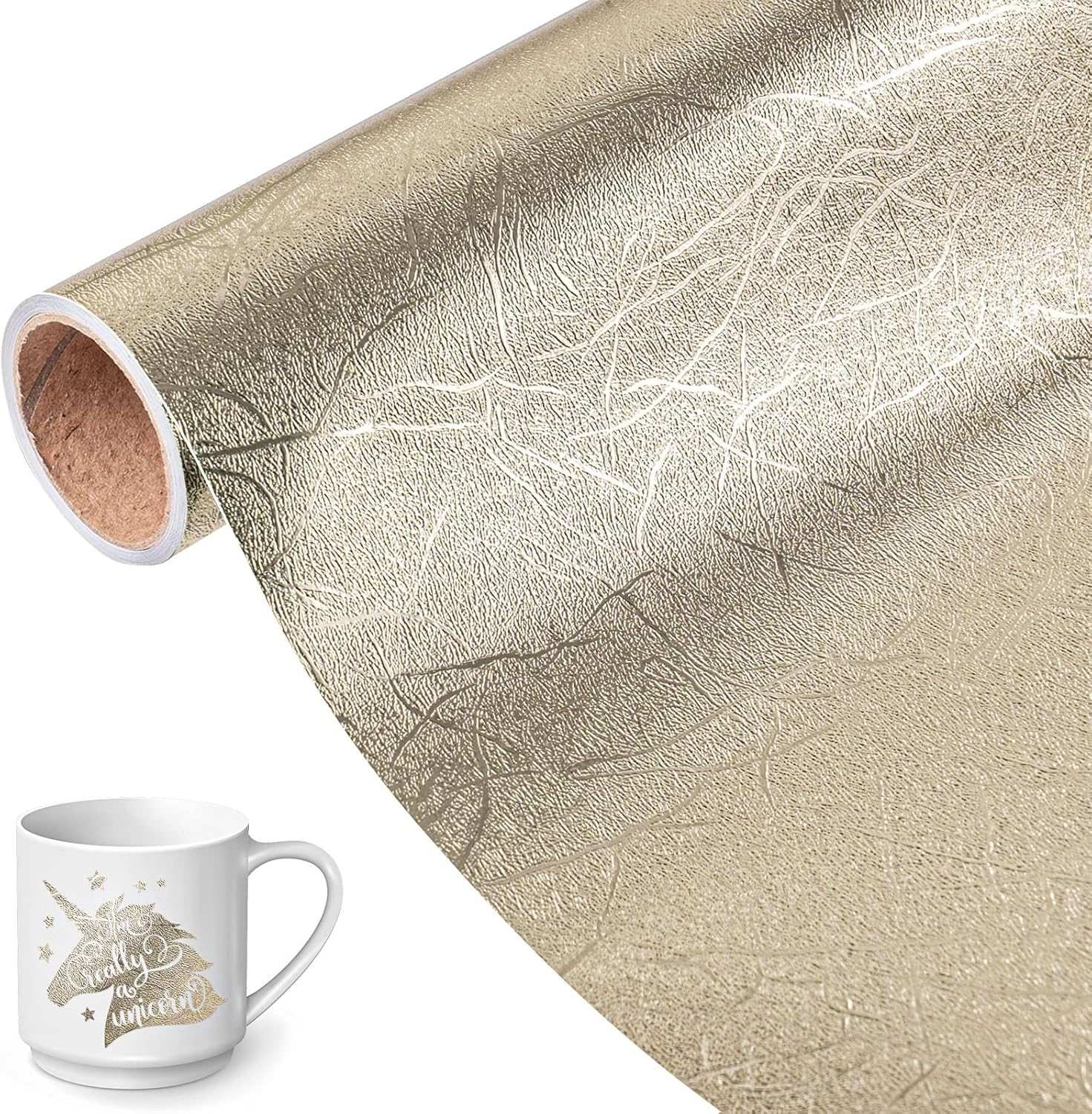 VINYL FROG Tree Texture Adhesive Vinyl Roll, 12" X6Ft Rose Gold, Permanent Craft Vinyl, Metallic Foil Sticker for Crafts, Home Decor