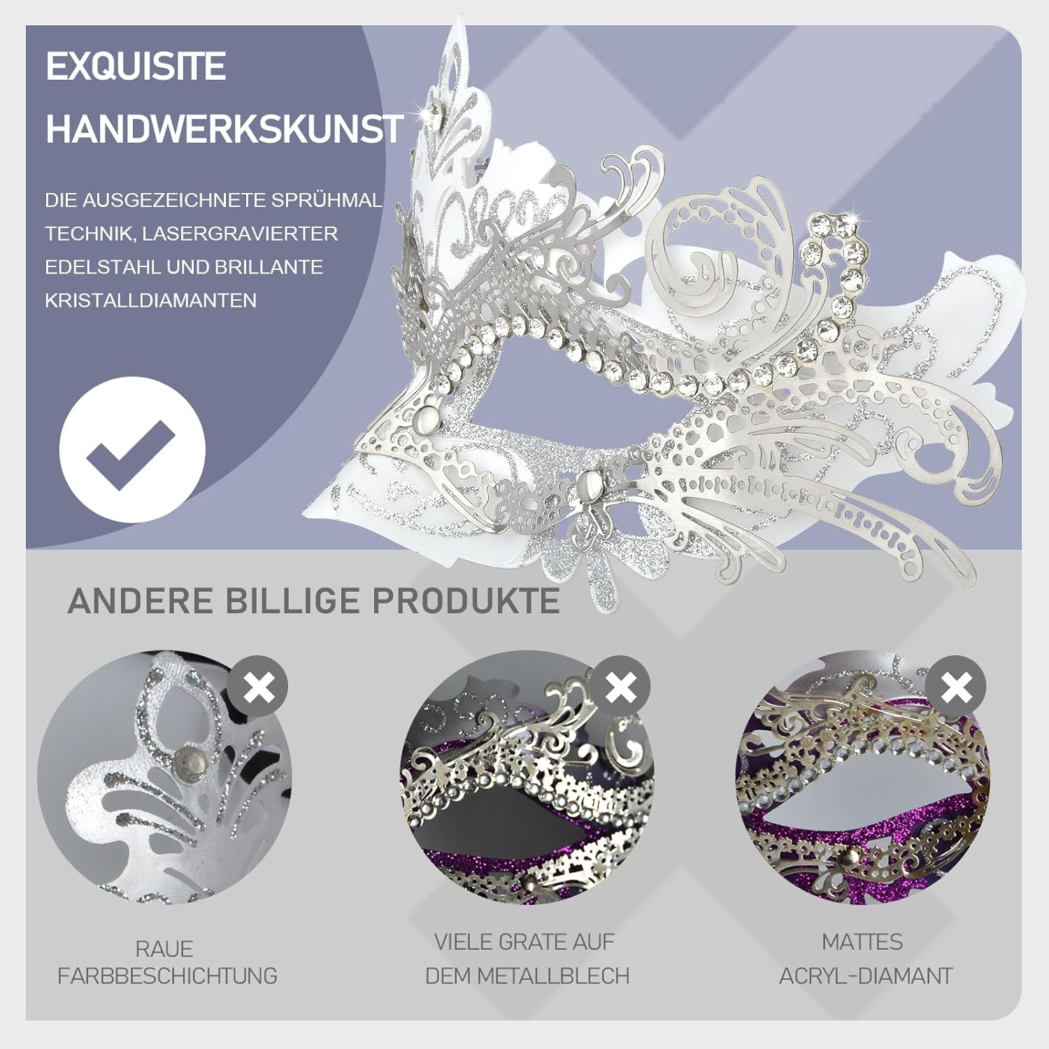 Hoshin Masquerade Mask Mardi Gras Deecorations Venetian Masks for Womens (White)