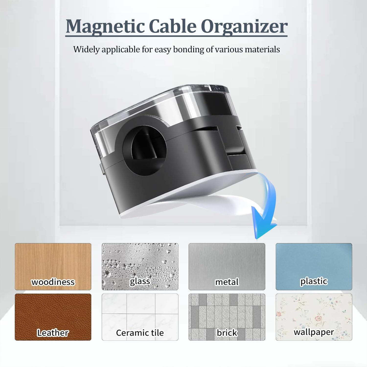 6 Pack Magnetic Cable Clips Adhesive Cord Organizer for Desk, Wall, and Car, Cable Management Holder for USB Chargers, Phone Wires, and More,Perfect for Home, Office, Kitchen, and Nightstand (Black) image number 5