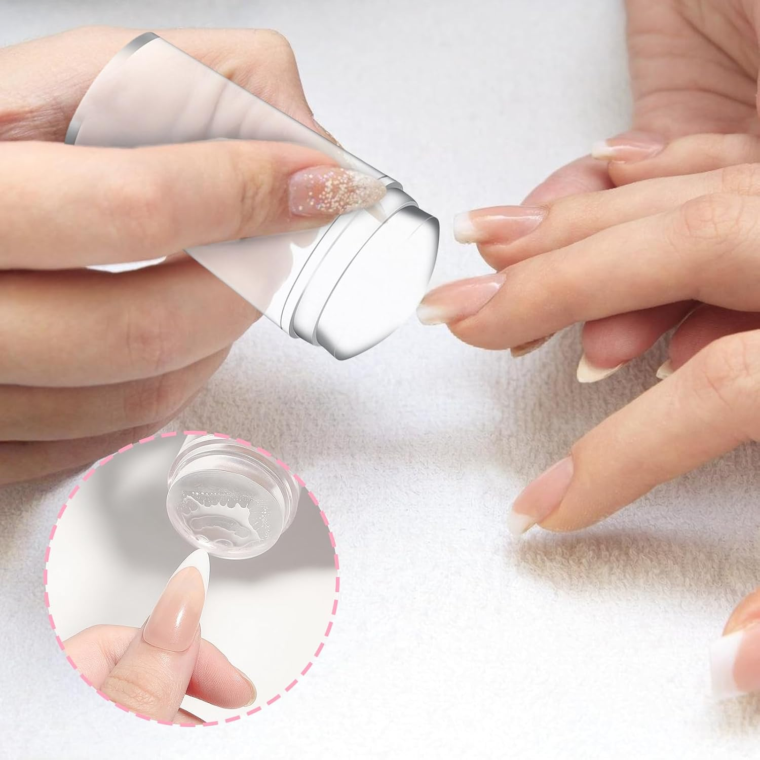 Jelly Stamper for Nails, French Tip Nail Stamper, Clear Silicone Nail Stamping Art Kit, Manicure Decoration Art Printing Accessories for Travel Vacation Outdoor Salon Indoor image number 4