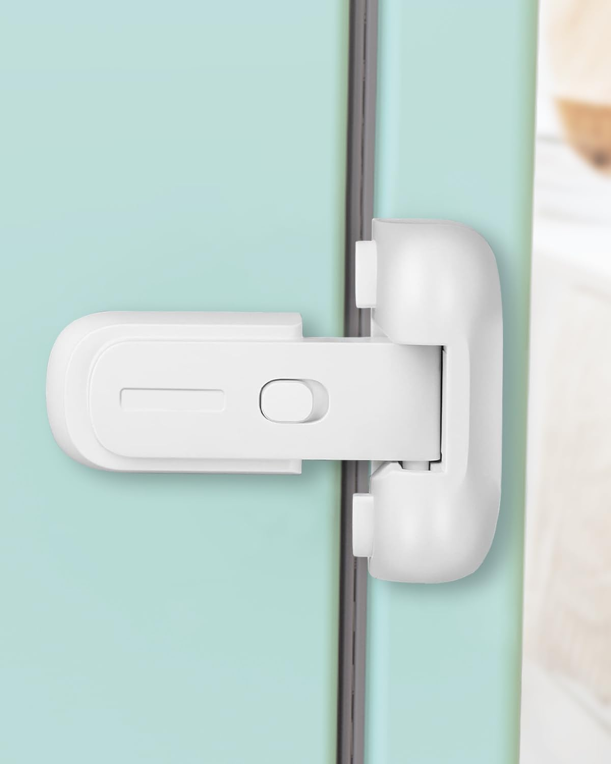2 Pack Updated Baby Safety Proof Fridge Latch Lock to Keep Door Closed,Child Proof Refrigerator/Fridge/Freezer Door Lock for Toddlers and Kids,No Tools Need or Drill(White)
