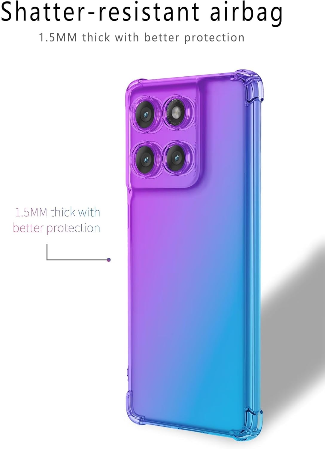 EASSGU TPU Silicone Mobile Phone Case for Motorola Moto G86 Power 5G (6.67 Inches), Transparent Gradient Case, anti Drop and Anti-Scratch Protective Case - Blue Purple image number 3