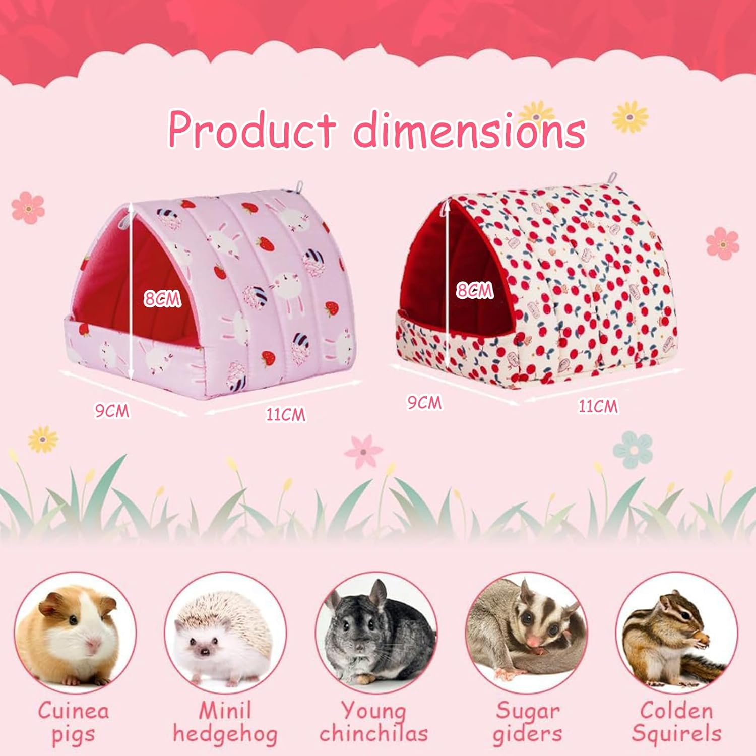 Pack of 2 Guinea Pig Bed Cuddly Cave Washable, Small Animal Winter House, Winter Cosy Small Animal Beds, Guinea Pig Bed, for Small Animals, Hamster, Rat, Rodent, Squirrel, 11 Cm X 9 Cm X 8 Cm image number 1