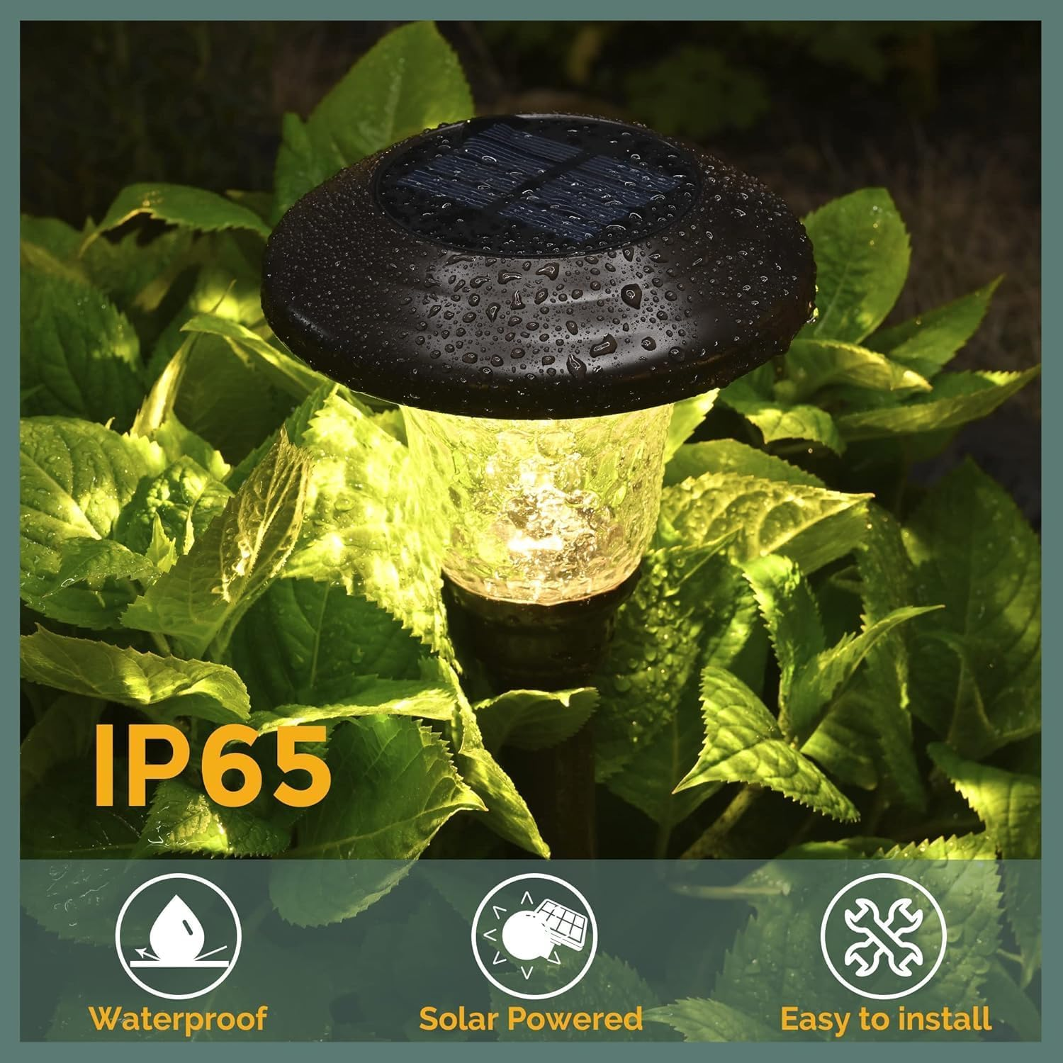 8 Pack Solar Pathway Lights, Solar Garden Lights Outdoor Warm White, Waterproof Led Path Lights for Yard, Patio, Landscape, Walkway (Brown) image number 3