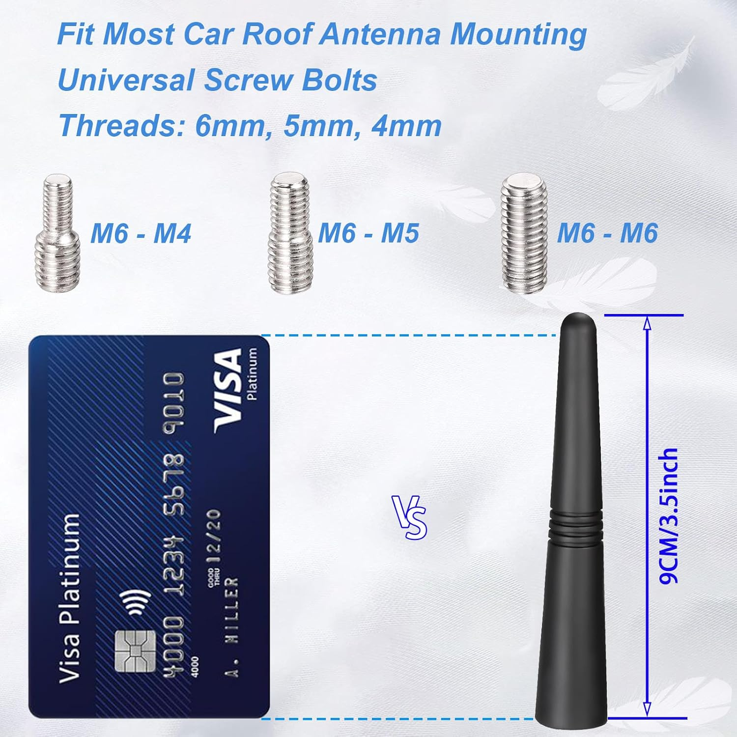 AQTAQ Universal Vehicle Roof Mount Short Car Antenna AM FM Antenna Car Roof Antenna Car 9Cm/3.5Inch Mini Car Radio Antenna Compatible with Toyota Honda Subaru GMC Chevrolet Nissan Ford Jeep Etc image number 1