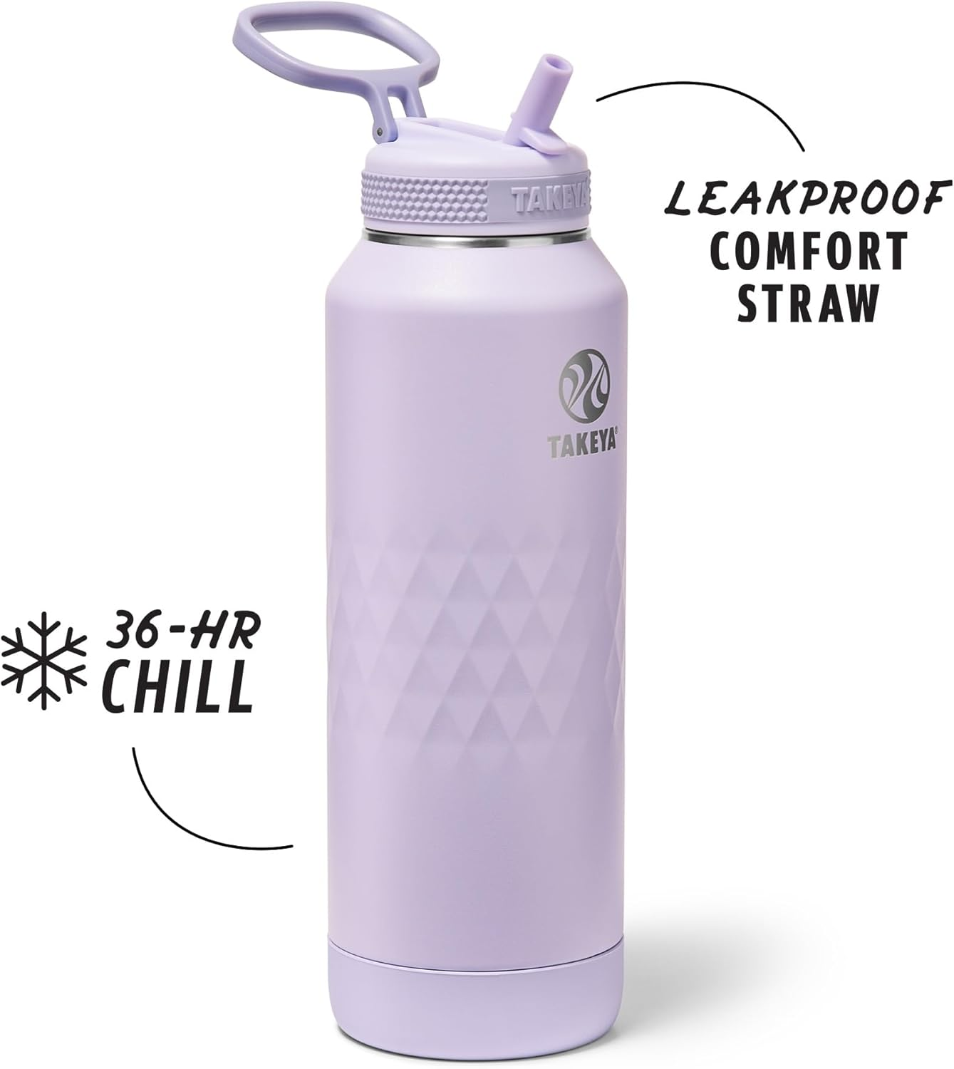 Takeya Sport 40 Oz Triple-Insulated Stainless Steel Water Bottle, Straw Lid &ndash; Leakproof, Sweatproof, Bpa-Free, Keeps Drinks Cold 36 Hrs, Hot 14 Hrs &ndash; Moonlight