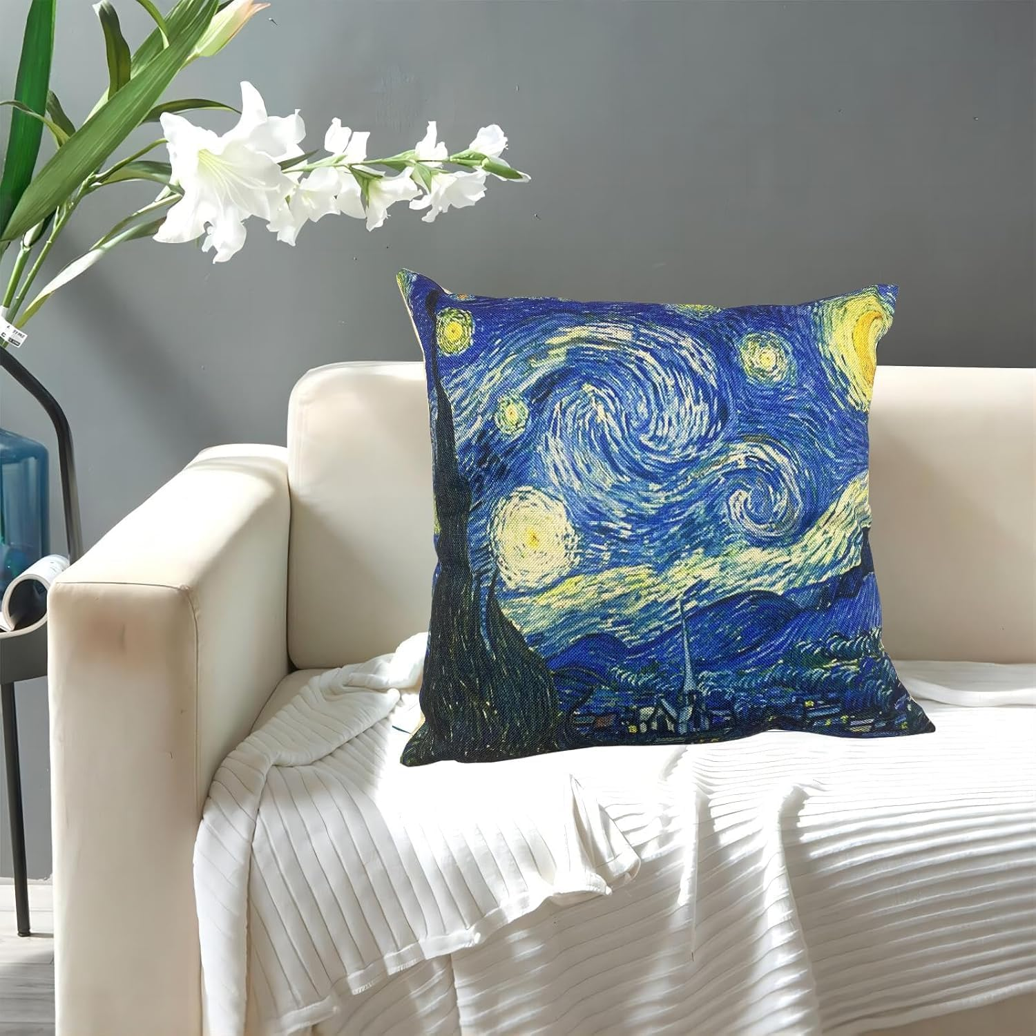 Compatible with Pattern Decorative Cushion Cover, the Classics Super Soft Pillowcase Home Soft & Comfortable 18X18 Inches (Double-Sided) (Starry Night) image number 6