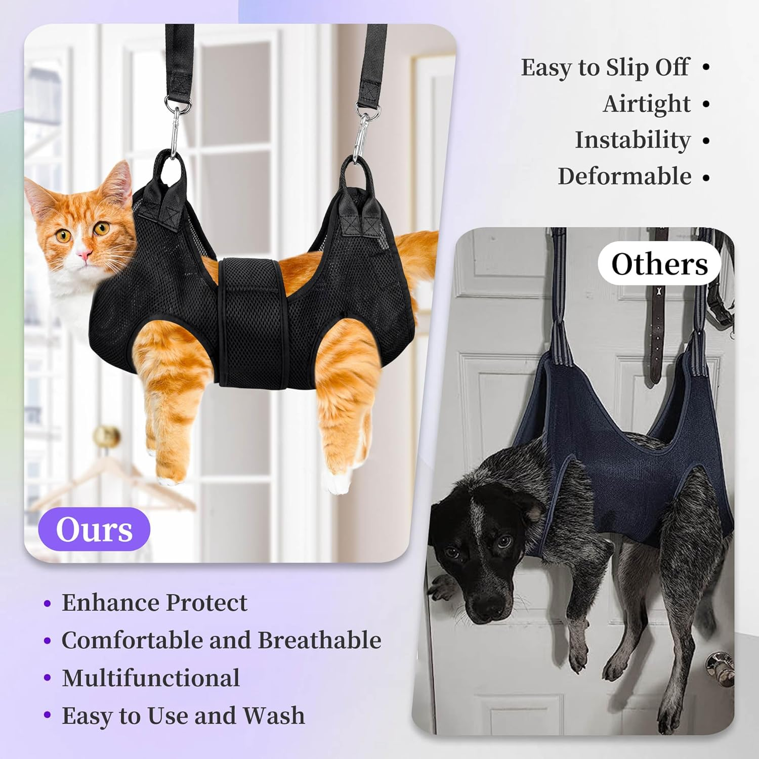 Patiencet Cat Grooming Hammock Pet Hammock Cat Nail Clipper Hammock for Nail Trimming Dog Sling for Nail Clipping Dog Hanging Harness (Black XS) image number 7