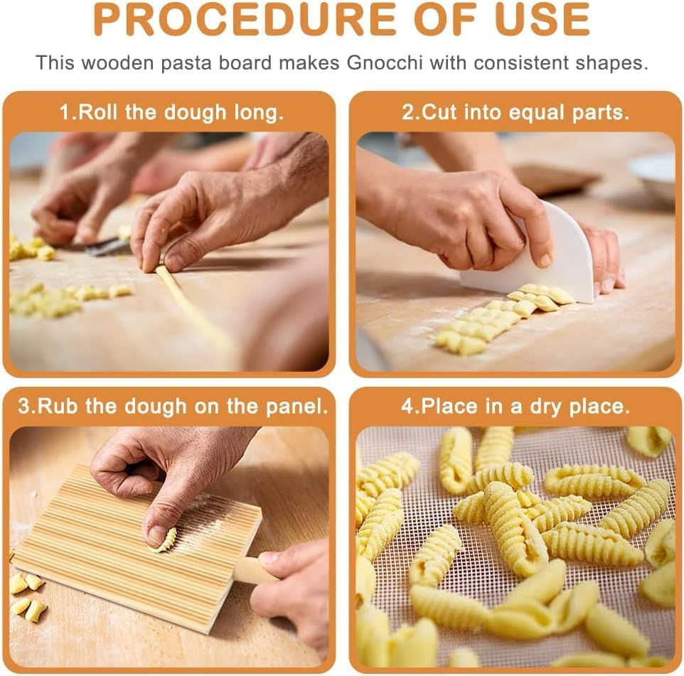 Gnocchi Paddle Wooden Butter Paddles Wood Gnocchi Pasta Board Strippers Natural Italian Pasta Maker Board for Bamboo Kitchen Gadgets Tools image number 4