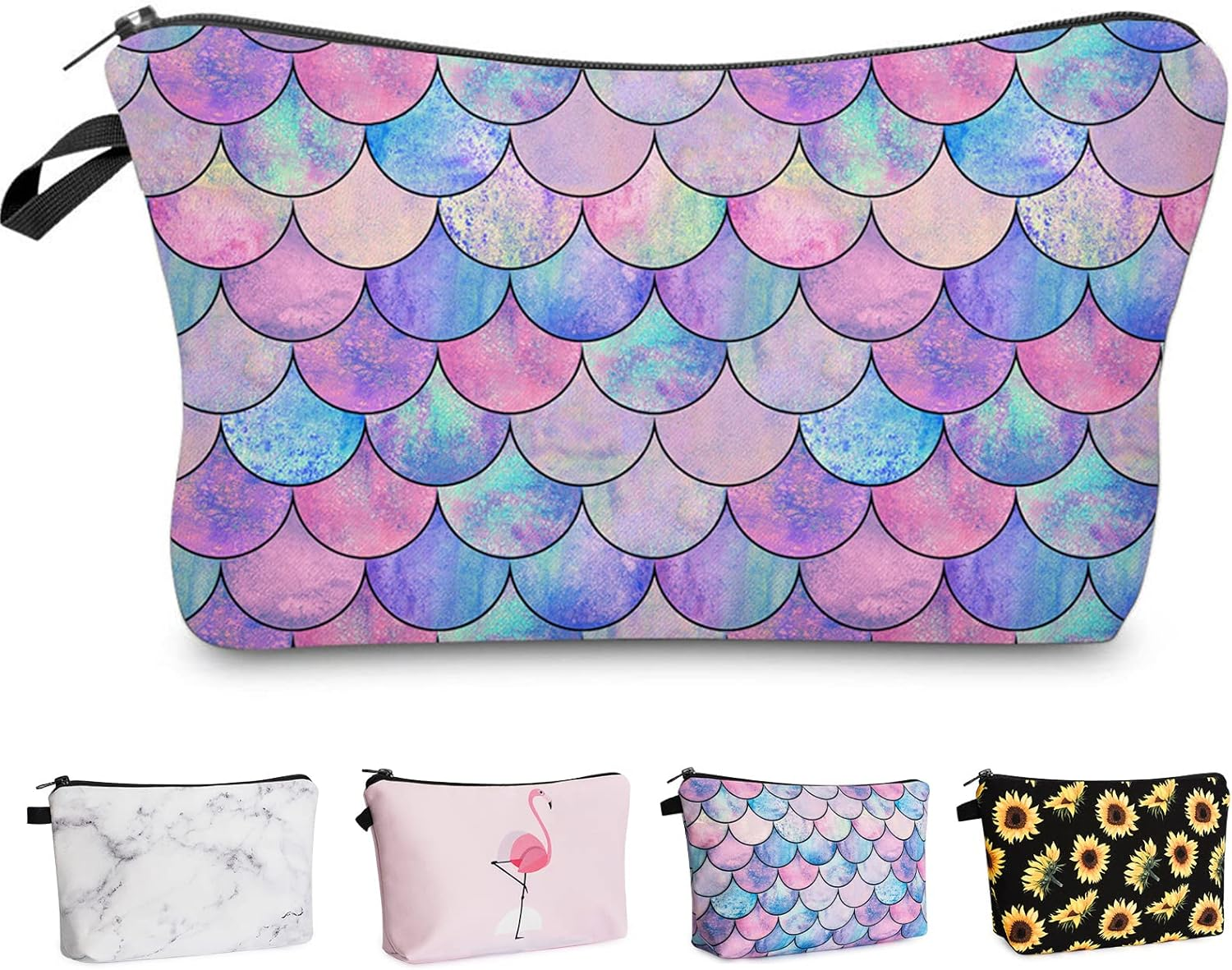 Makeup Bag for Purse Cute Cosmetic Bag Travel Toiletry Bag Pouch Waterproof Organizer Bag for Women Girls, Mermaid Fish Scales, One Size, - Large 1 Pcs - Elephants image number 2