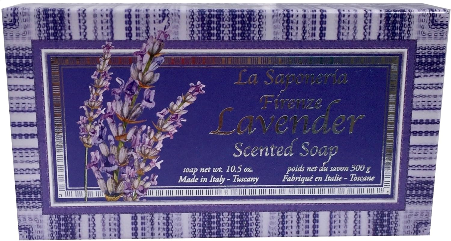 Bath Soap La Saponeria Firenze by Saponificio Artigianale Fiorentino Italian Spa Cleanser Made in Tuscany 10.5 Ounce Decorative Bar Lavanda (Lavender) image number 4