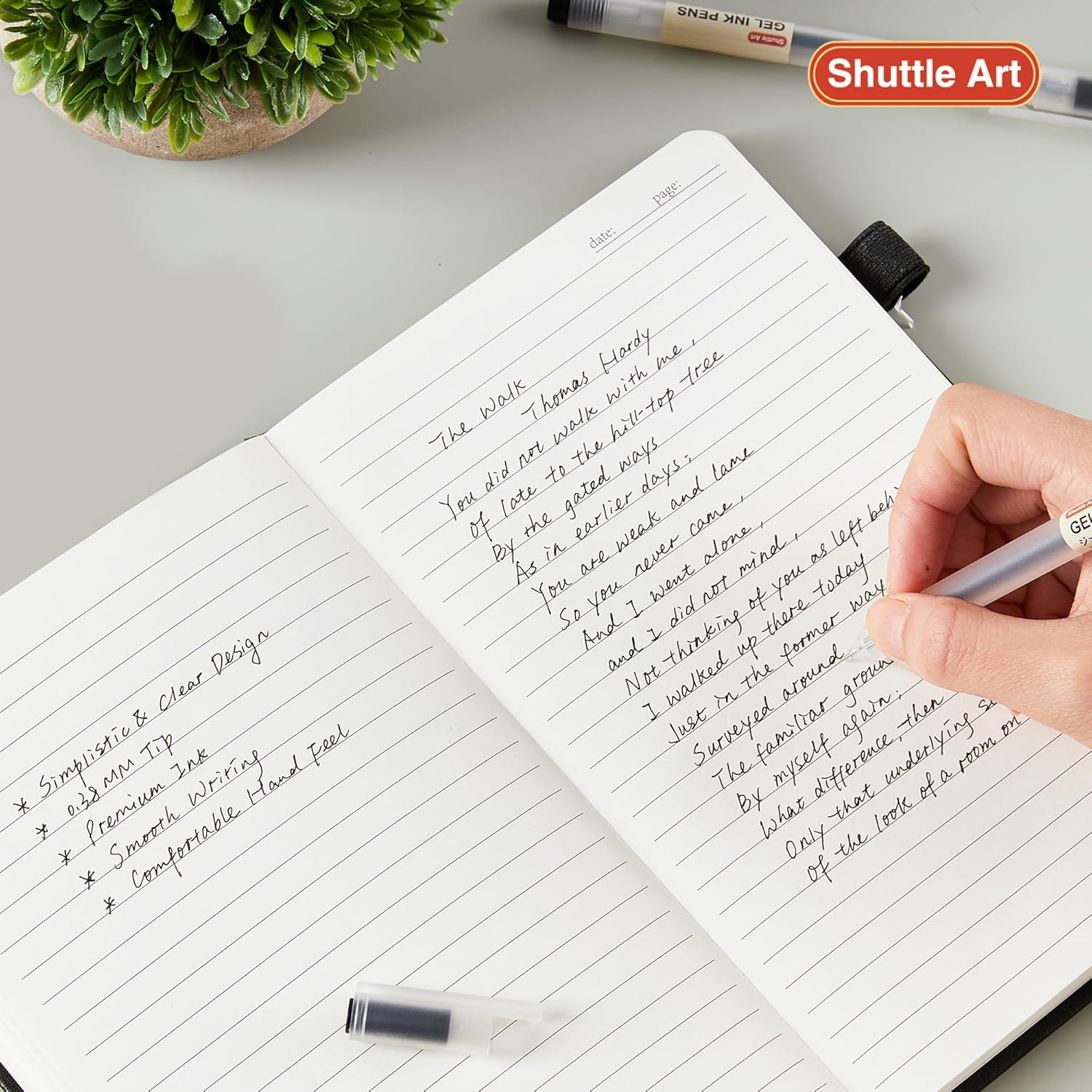 Gel Ink Ball Point Pens, Shuttle Art 15 Pack Japanese Style Black Gel Ink Pen Set, 0.38Mm for Home, School and Office image number 2