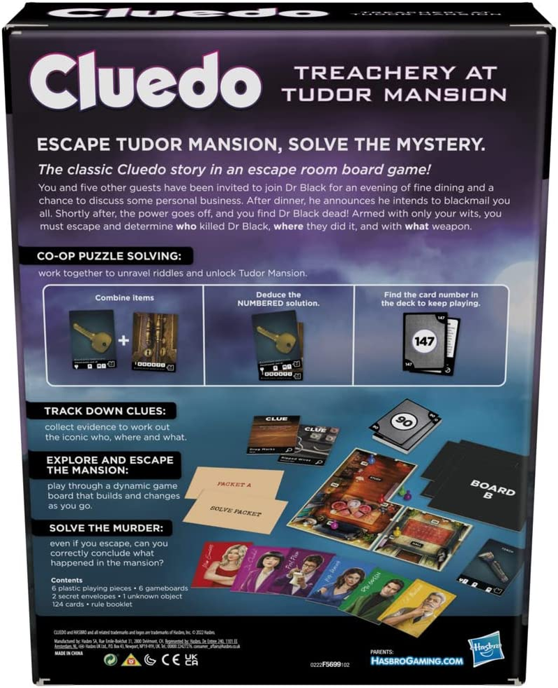 Hasbro Gaming Clue Treachery at Tudor Mansion Board Game - 1-6 Players, Ages 10+