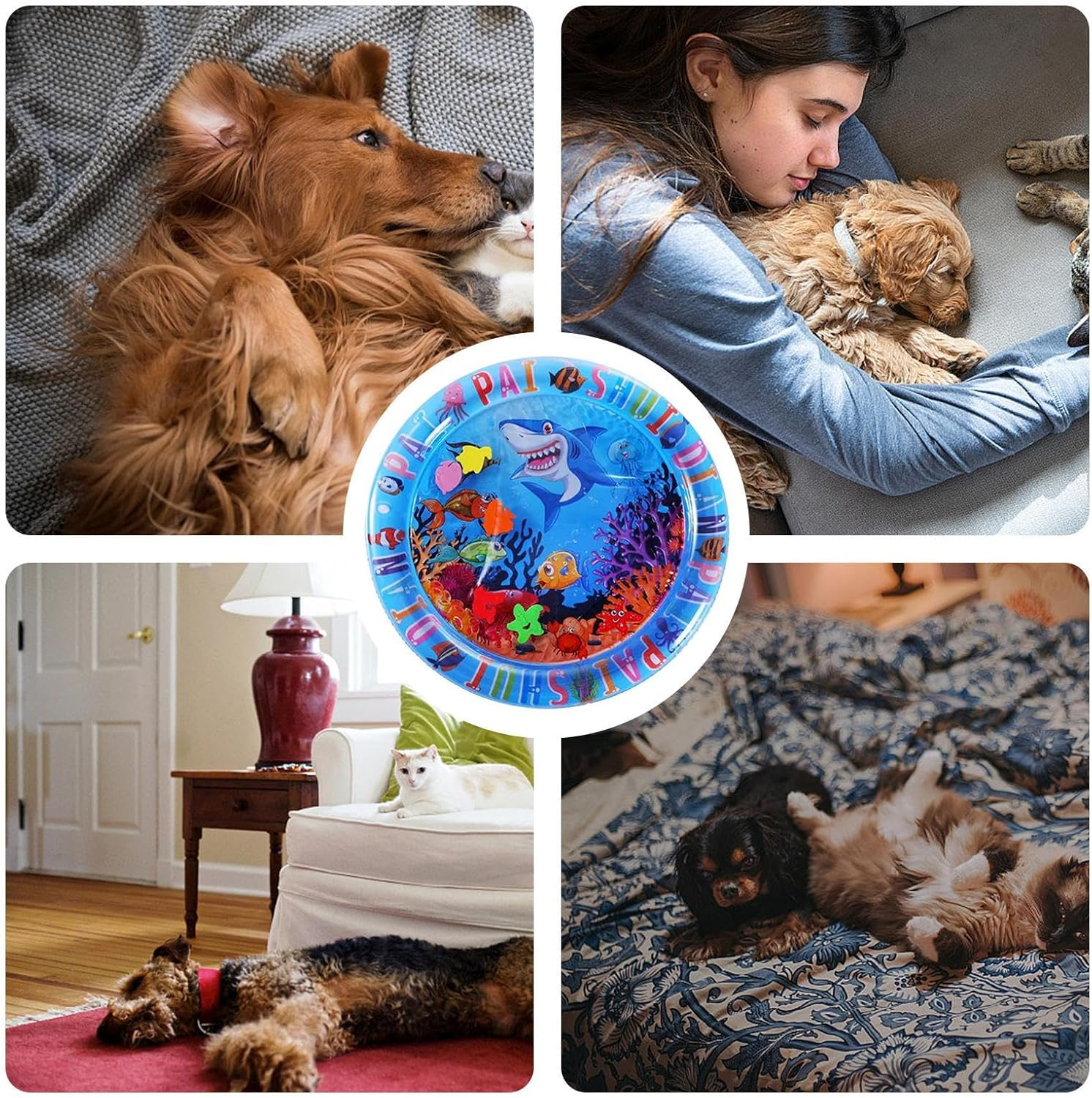 Water Sensory Playmat - Cat Sensory Water Mat, Interactive Cat Toys | Cat Water Mat, round Inflatable with Fish Inside, Thickened Sensory Water Mat for Cats, Pet Water Sensor Pad image number 5