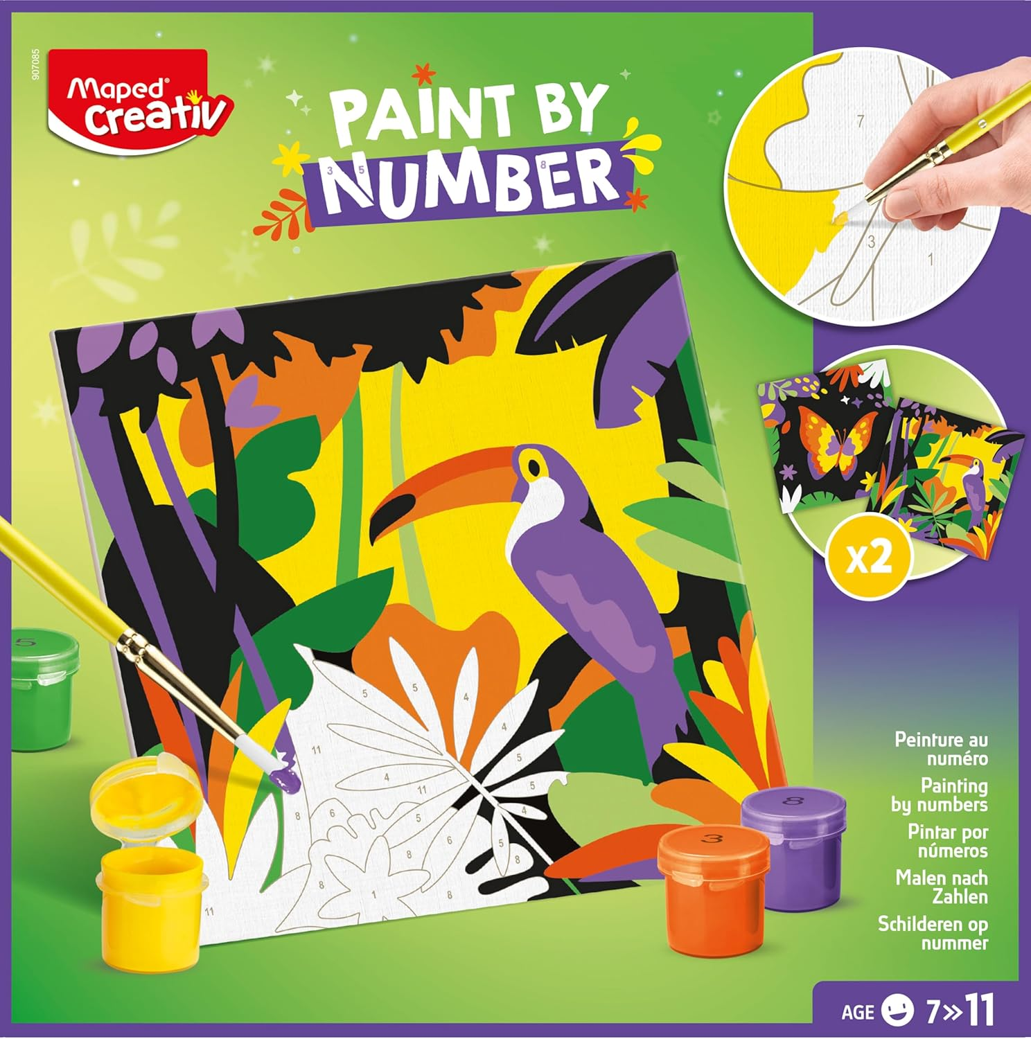 Maped CREATIV - Paint by Numbers - Parrot and Butterfly - Painting Activity for Kids - Paint by Numbers - Creativity, Age 7+ image number 1