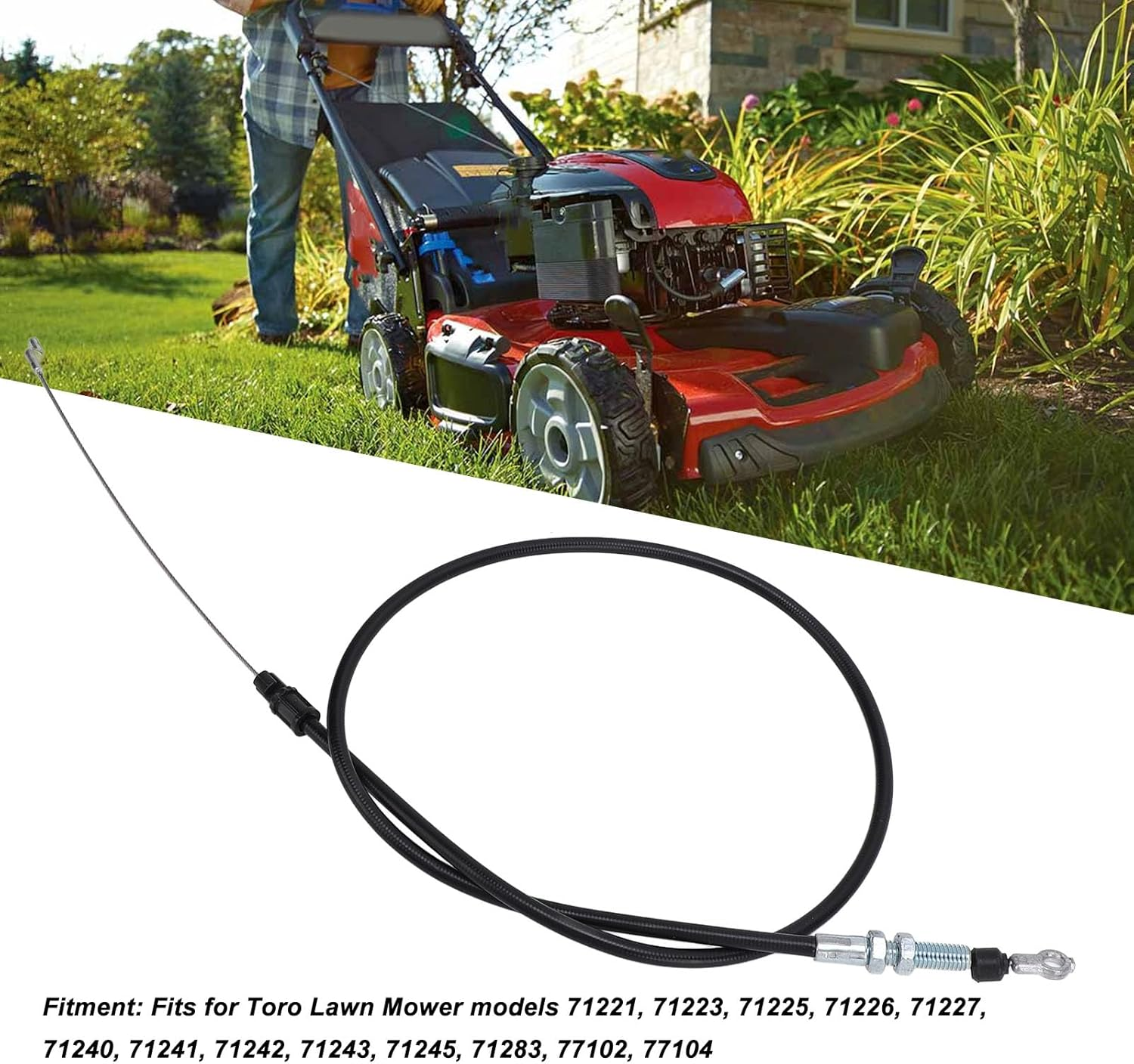 99-6837, 94-4293, 99-5826 Deck Engagement Cable Replacement for Toro Lawn Mower, Deck Cable Assembly Deck Cable Mower Parts image number 2