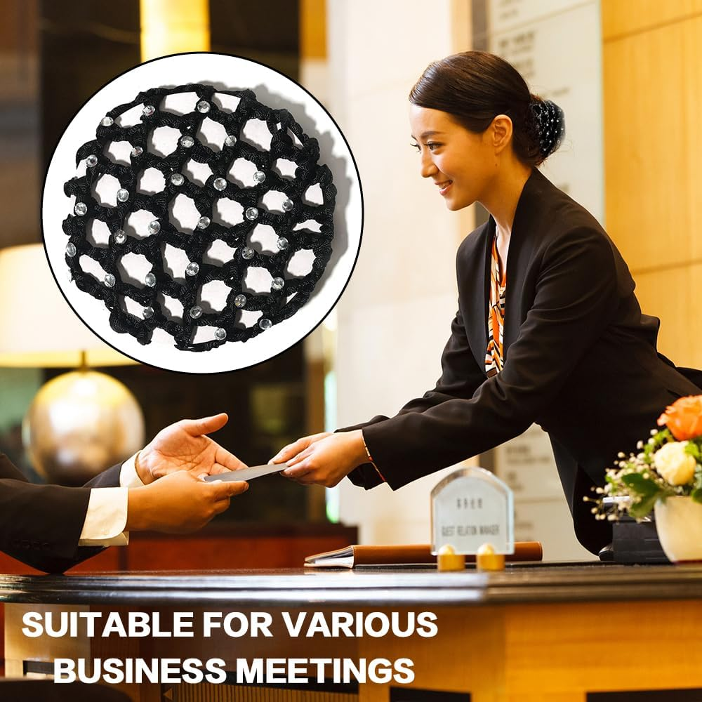 TSUOUKL Pack of 5, Net for Hair, Hair Nets Hairstyles, Hair Net, Hair Net, Bun Net, Ballet Bun Net, Crystal Hair Net, Bun Ballet Girl, Bun Glitter, Bun Nets (With Rhinestones) image number 6