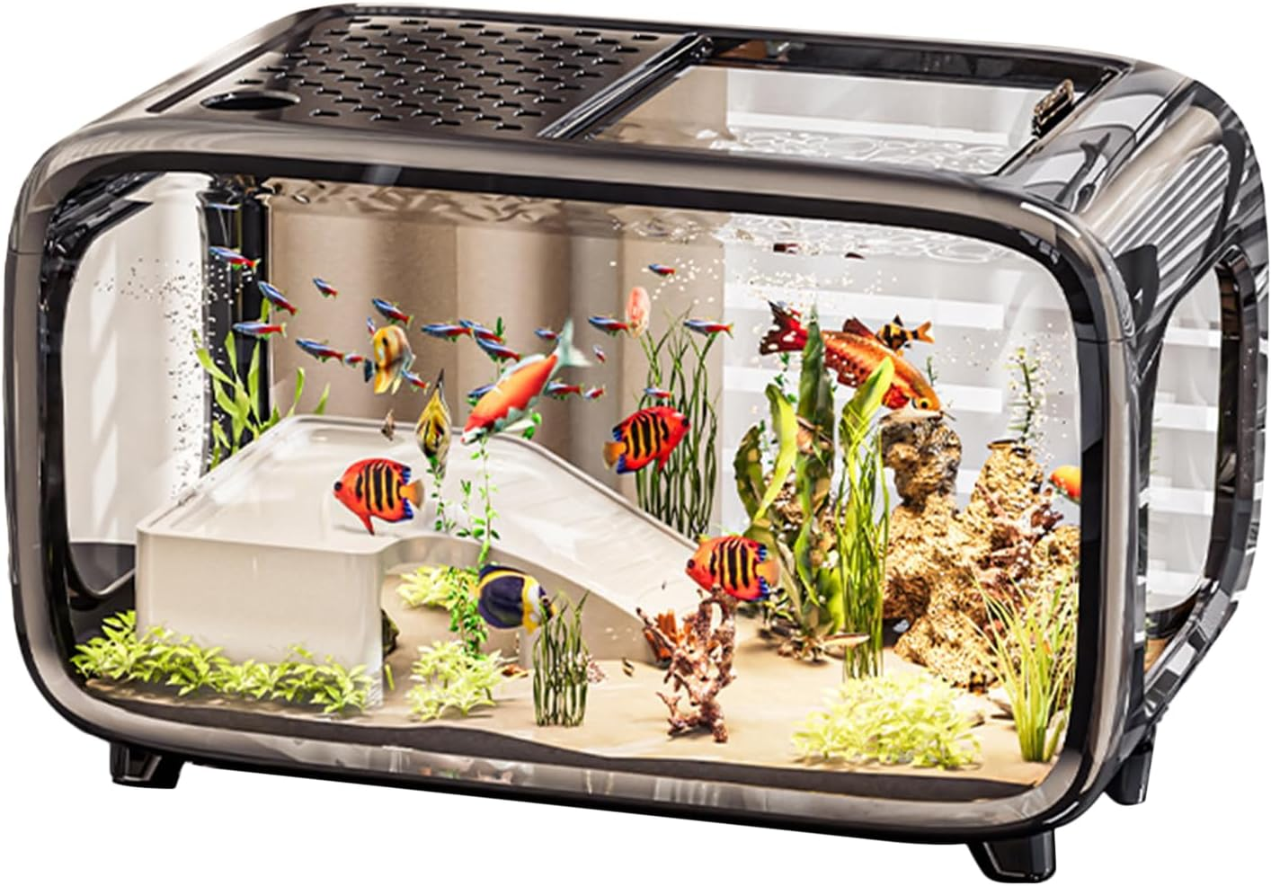 Aquarium Tank - Fish Bowl Landscape Aquarium - Acrylic Pet Care Aquatic Animals Container Bowl for Betta Shrimp Turtle Aquatic Planting Landscape Display image number 2