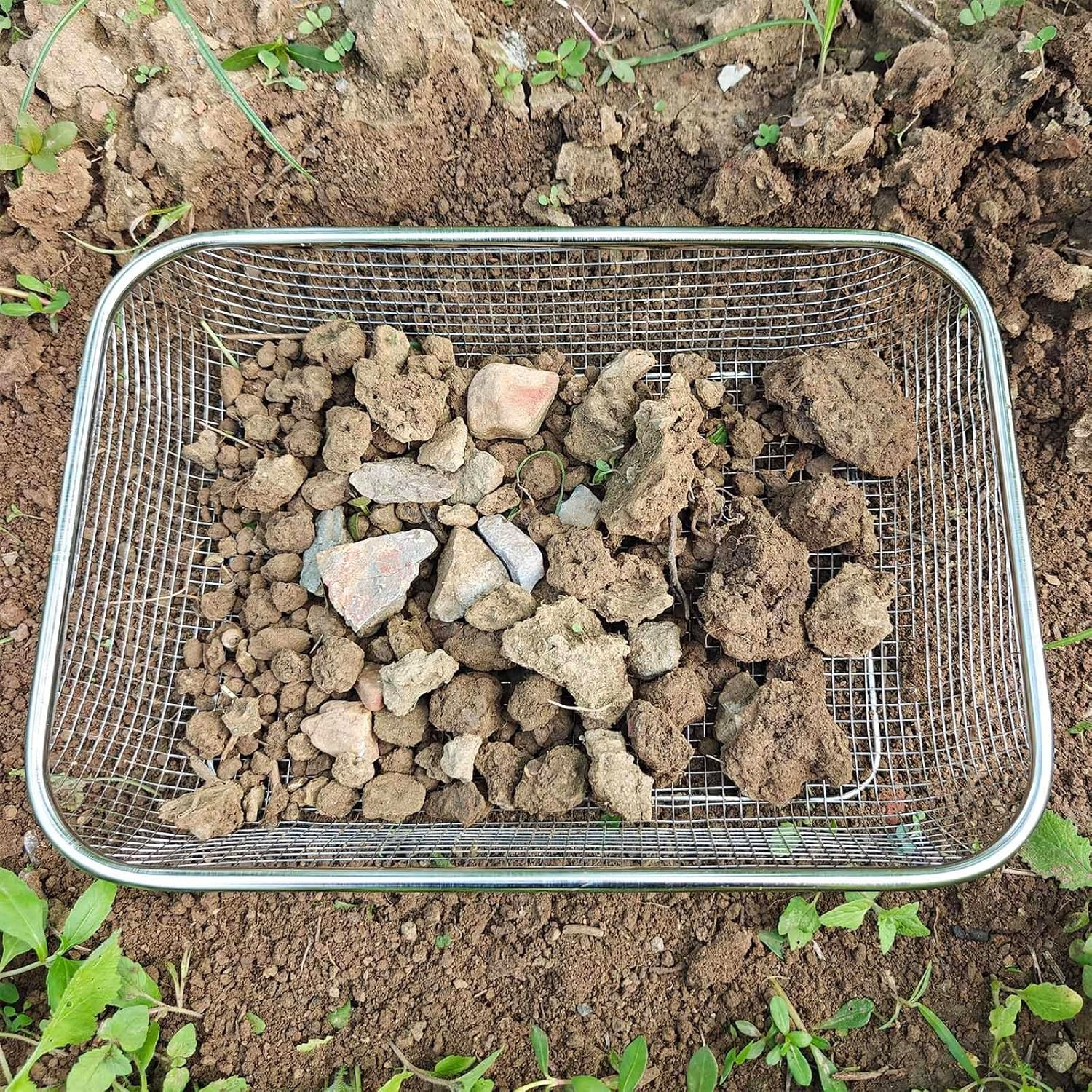 Garden Sieve Stainless Steel Earth Sieve & Garden Compost Sieve, Heavy Duty Garden Sieve for Soil and Stones, Garden Puzzles Perfect for Gardening, Ideal Sieve for Sieving and Filtering Compost, Soil image number 6