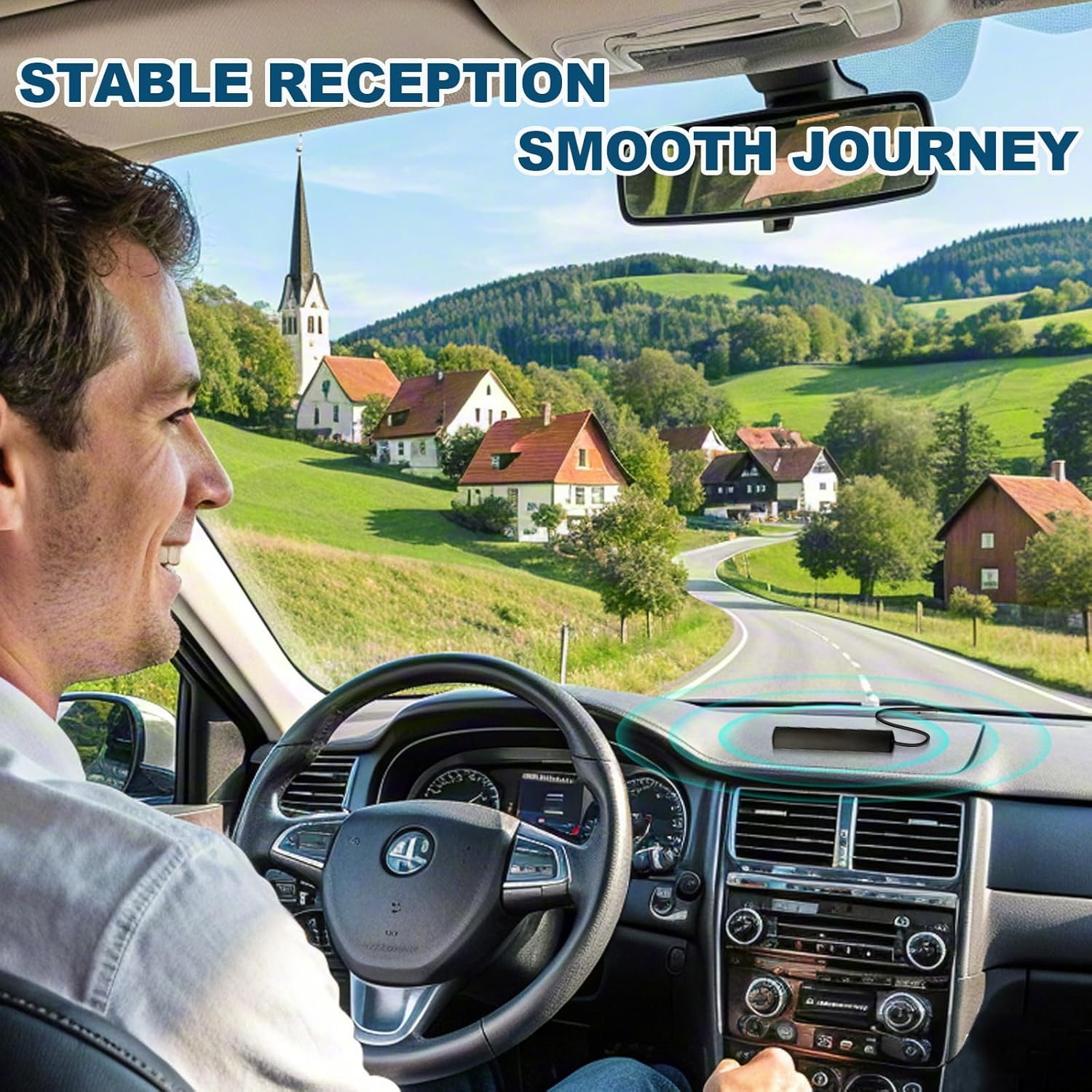 Bingfu DAB Car Aerial SMB Adhesive Mount Hidden Patch Antenna RG174 3M 9.8Ft Coax Cable Compatible for DAB Tuner Radio Pioneer Pure Highway Sony Alpine Technisat Yamah Head Unit image number 3