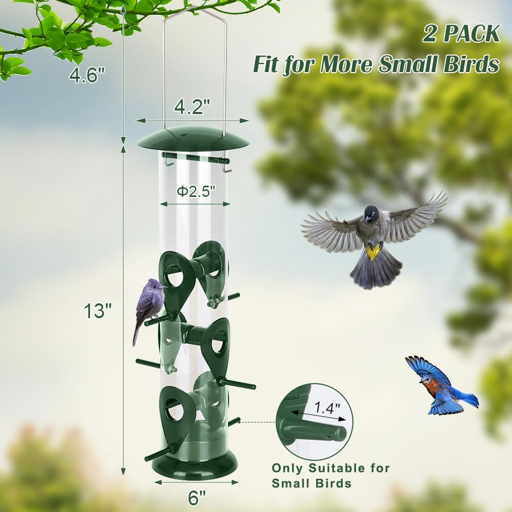 FEED GARDEN Metal Tube Bird Feeders for Outdoors Hanging, 6-Port Bird Feeder for Outside, Finch Feeders for Outside, Squirrel Proof Bird Feeders with Heavy Duty Metal Lid, Chew-Proof image number 4