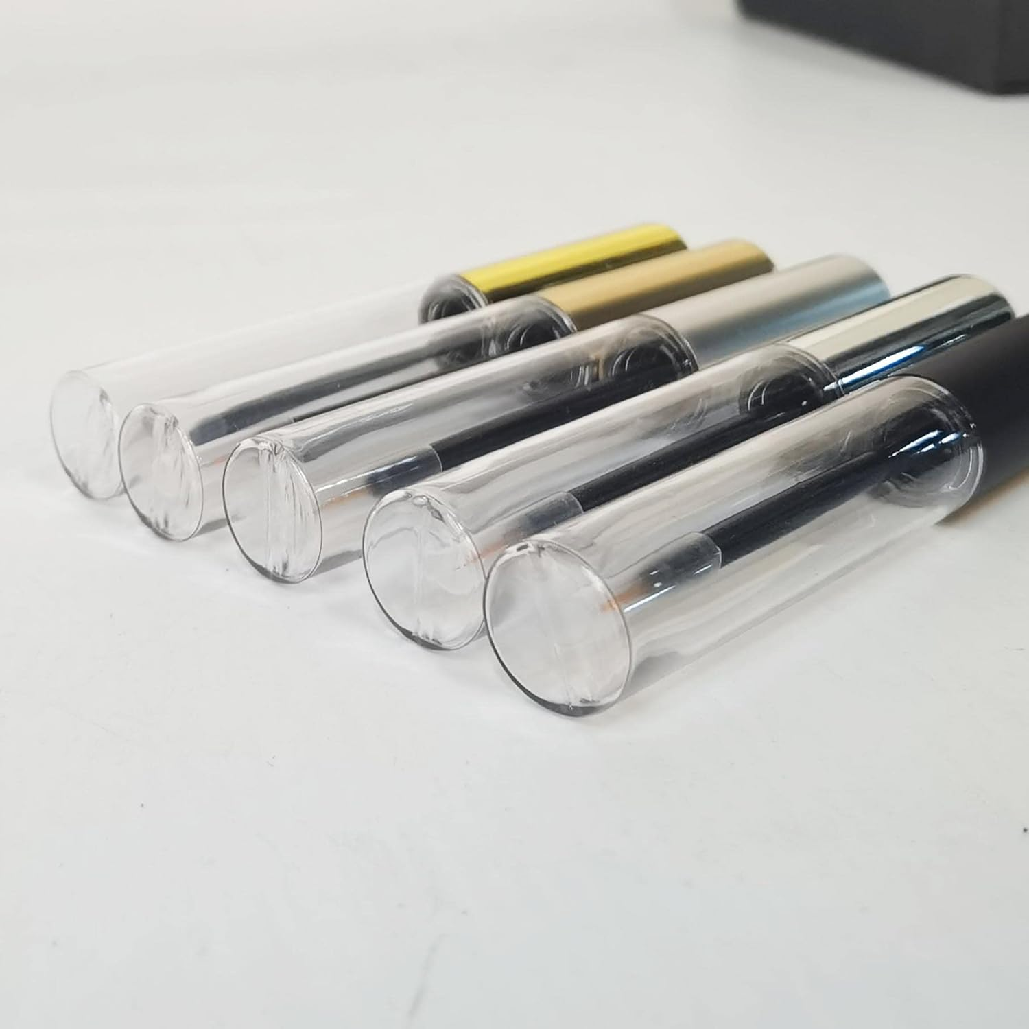 COSIDEA 12PCS Empty Plastic Matte Silver 10Ml Eyeliner Tubes Packing Vials Bottle Containe Eyeliner Brush Applicator for DIY Eyelash Growth Oil image number 2