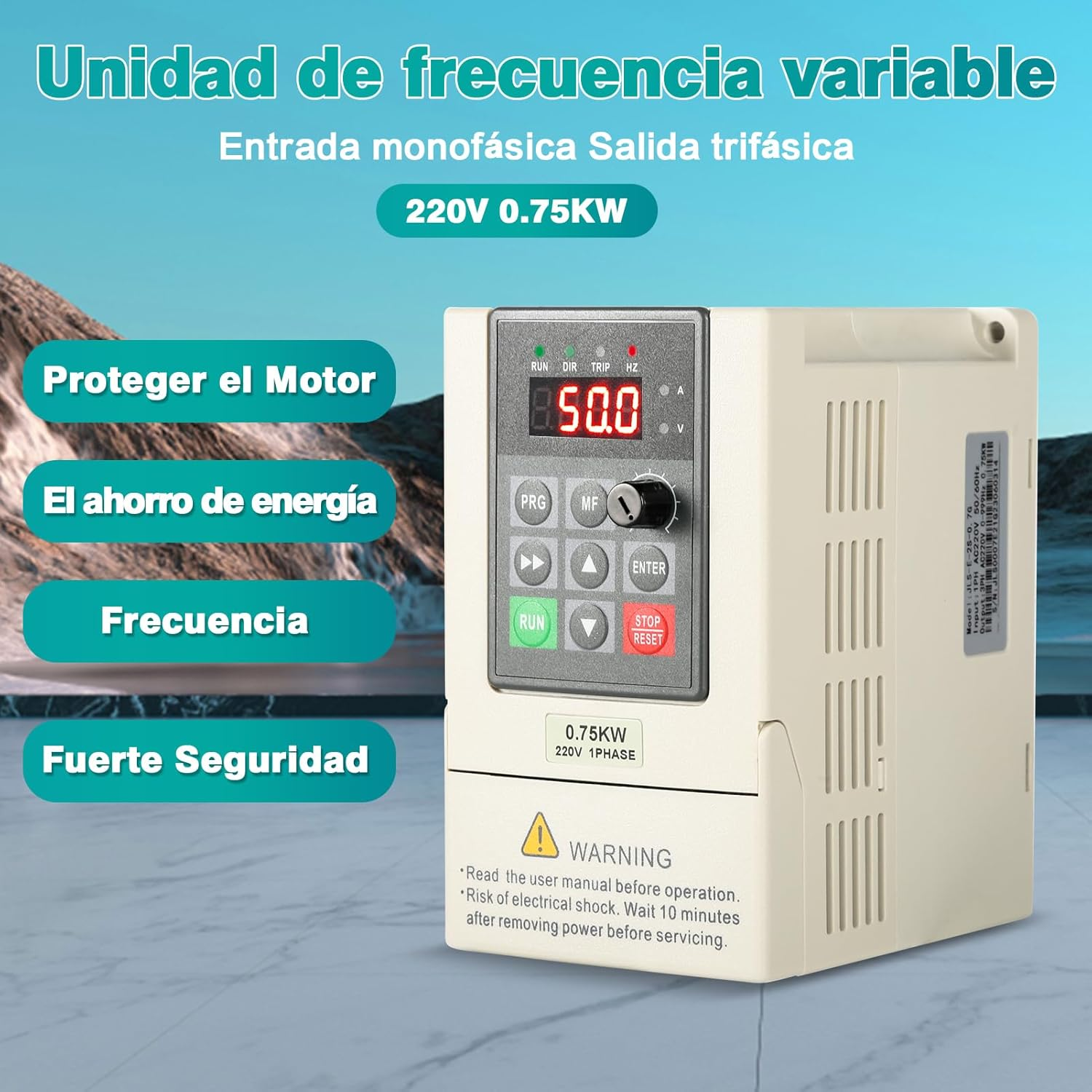 220V Frequency Converter, 0.75KW 1Phase Input 3 Phase Output Variable Frequency Drive, VFD Inverter Frequency Converter Motor Speed Controller for Spindle Motor Speed Control image number 2