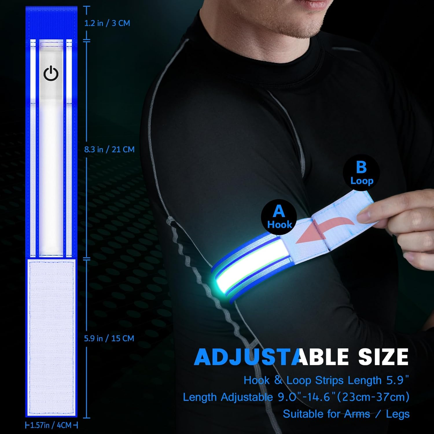 Rechargeable LED Bracelet, Pack of 2, Reflective LED Light Bracelets, Light Strip, Children'S Light Strips, USB Reflective Band, Light Bracelet, Reflective Band, Night Safety Light for Jogging, image number 6