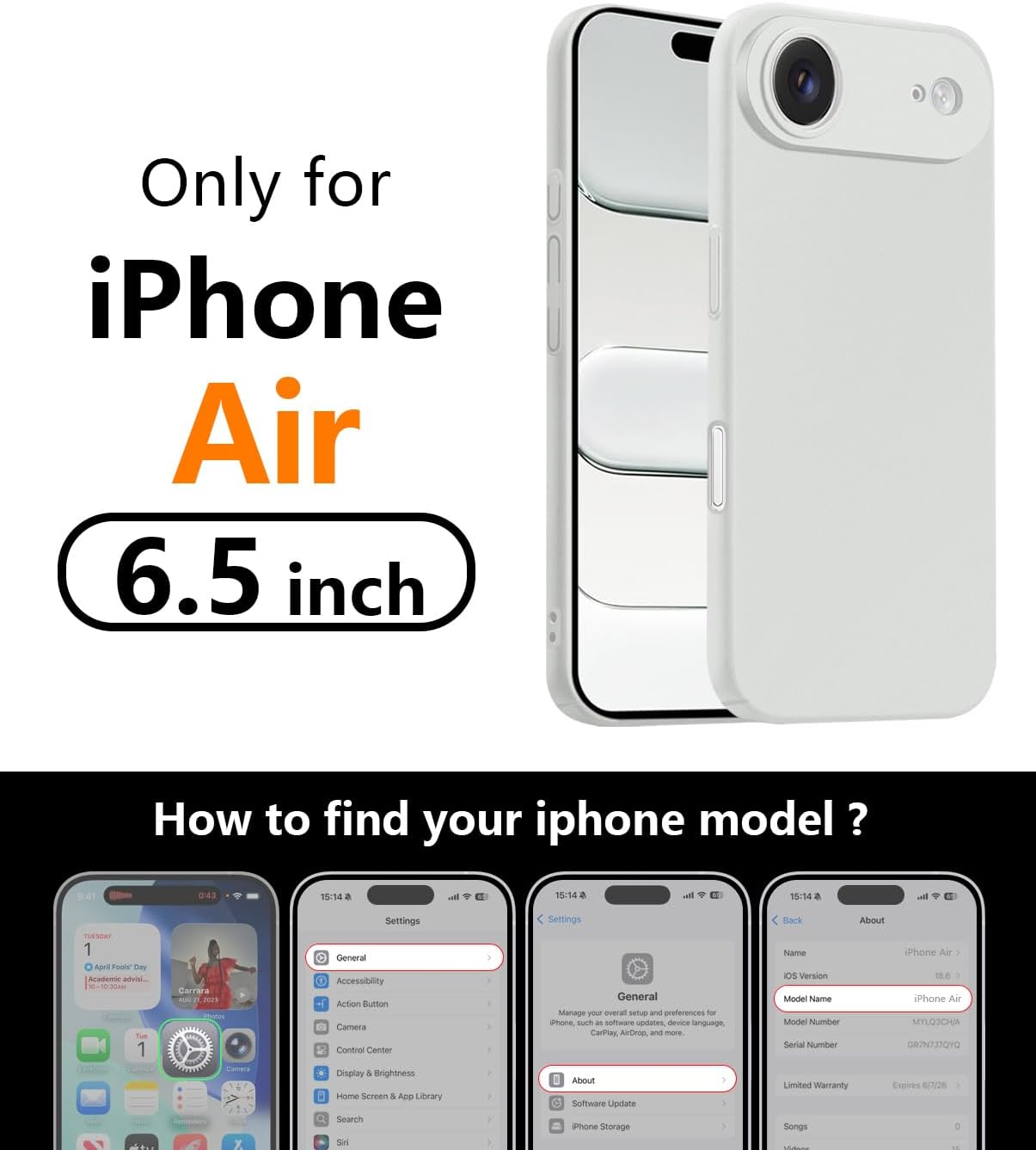 Bastmei for Iphone Air Case, Minimalist Phone Cases Extremely Light Ultra-Light Super Slim Thin Camera Protection Hard PC Cover for Iphone 17 Air 6.55" 2025 (Ash-Colored) image number 3