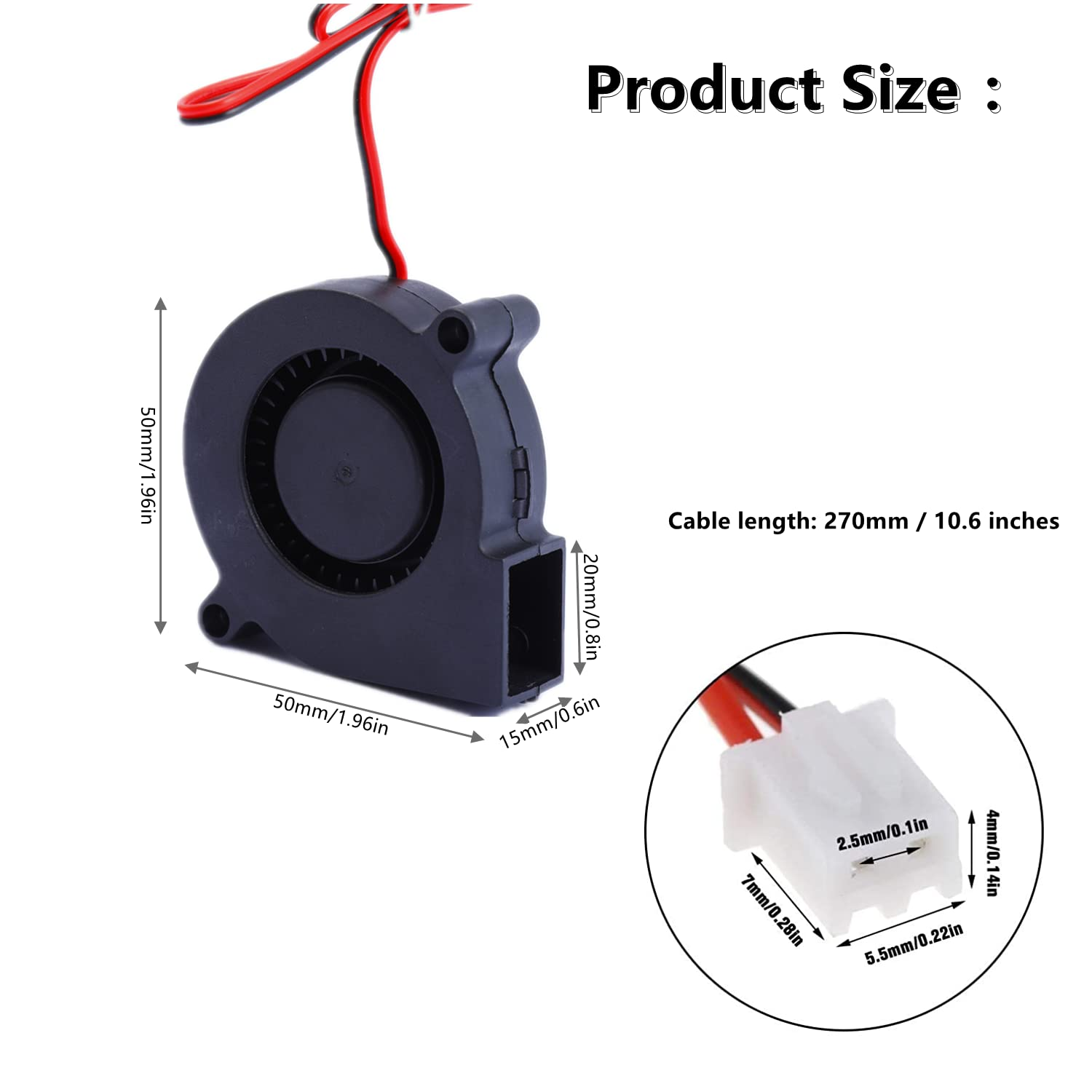 50Mm Blower Fan 12V 5015 Hydraulic Bearing 50Mm X 15Mm DC Brushless Cooling Turbo Fan for (2Pcs) image number 4