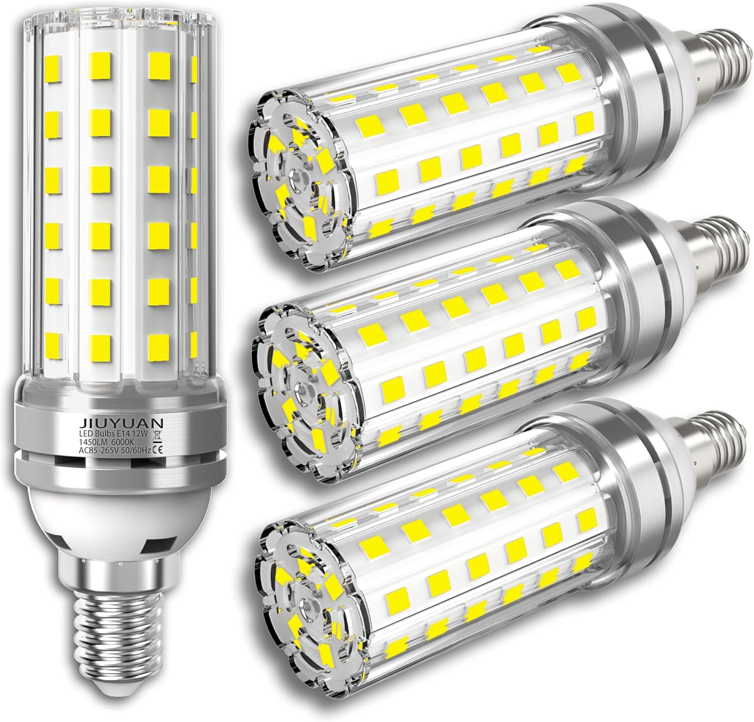 E27 LED Corn Bulb 12 W Light Bulb Cool White 6000 K 1450 LM Replaces Bulbs 100 W, Edison Screw Lamps Candle Light Corn Cob Energy Saving Bulb Bulbs Not Dimmable - Pack of 4